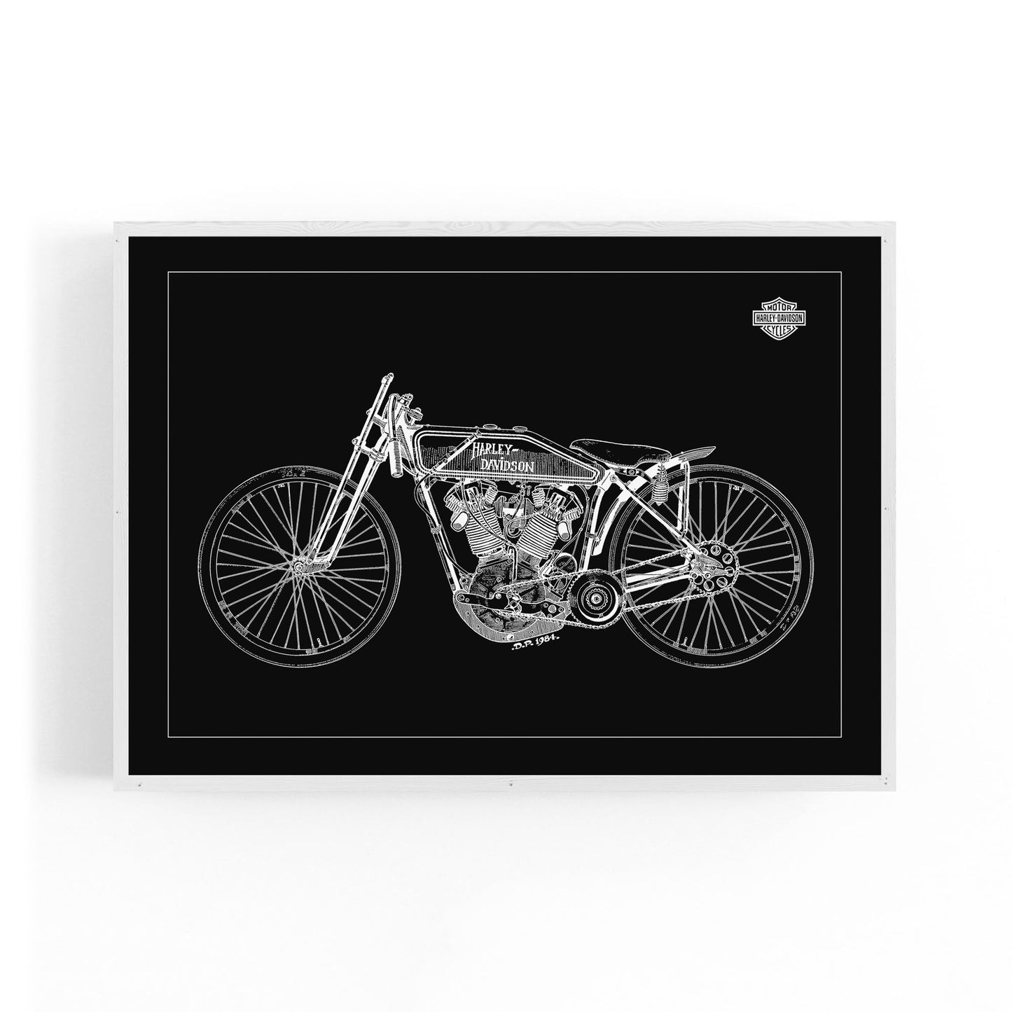 Harley Davidson Motorcycle Patent Black Wall Art - The Affordable Art Company
