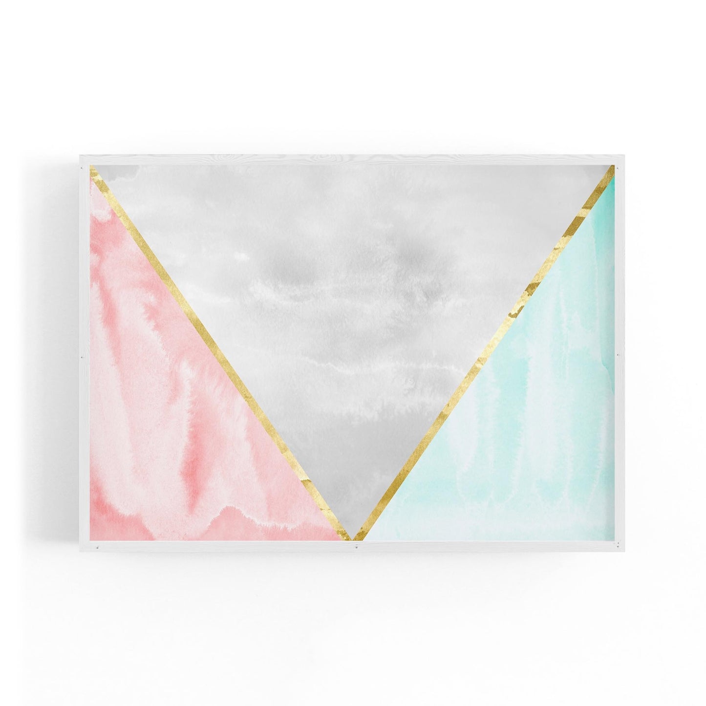 Abstract Pink and Blue Geometric Minimal Wall Art - The Affordable Art Company