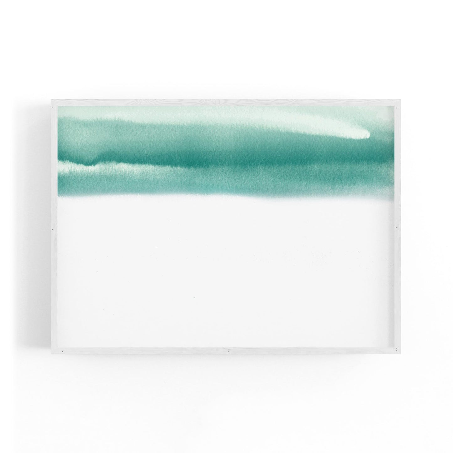 Teal Ink Minimal Ink Painting Blue Wall Art #2 - The Affordable Art Company