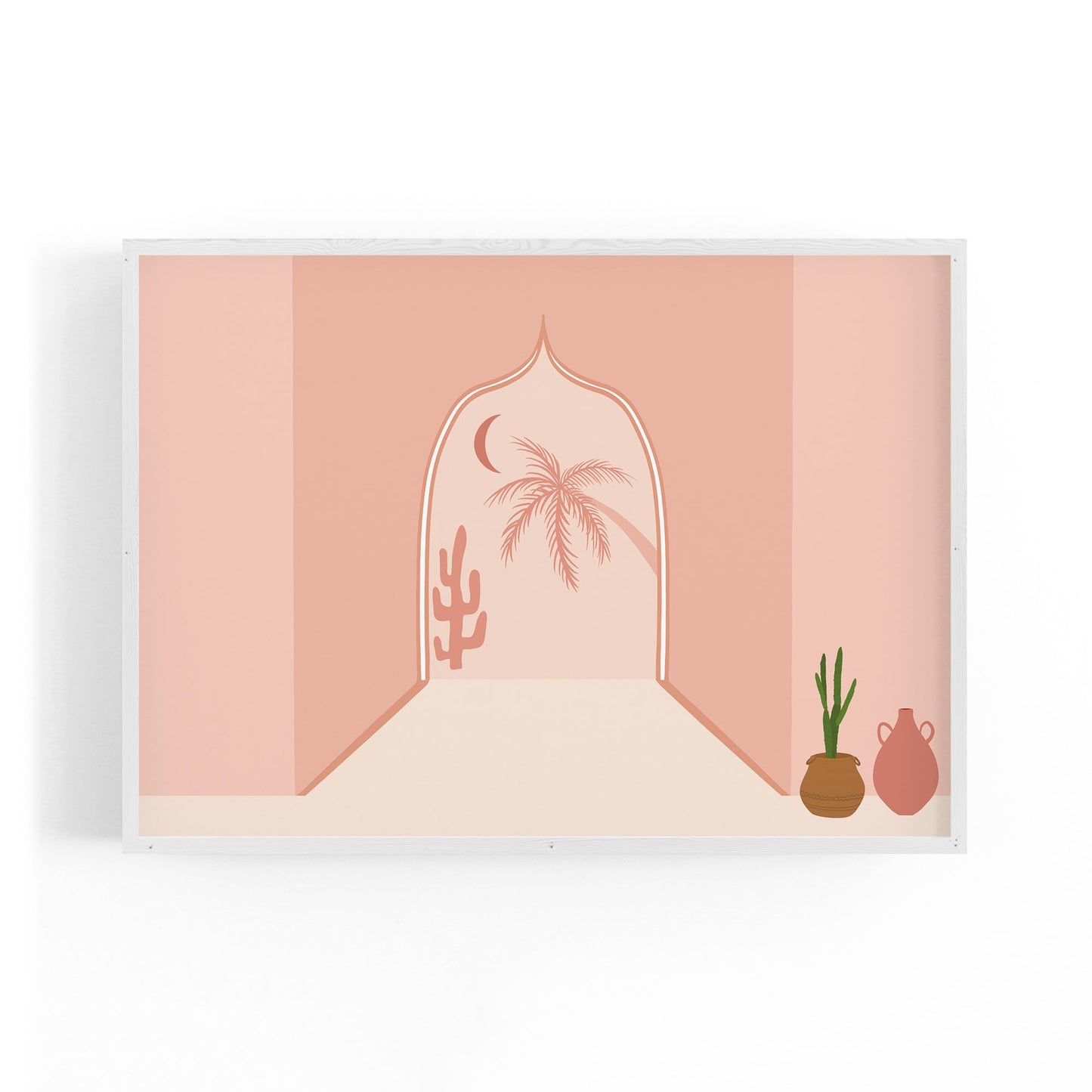 Minimal North Africa Retro Pink & Pastel Wall Art - The Affordable Art Company