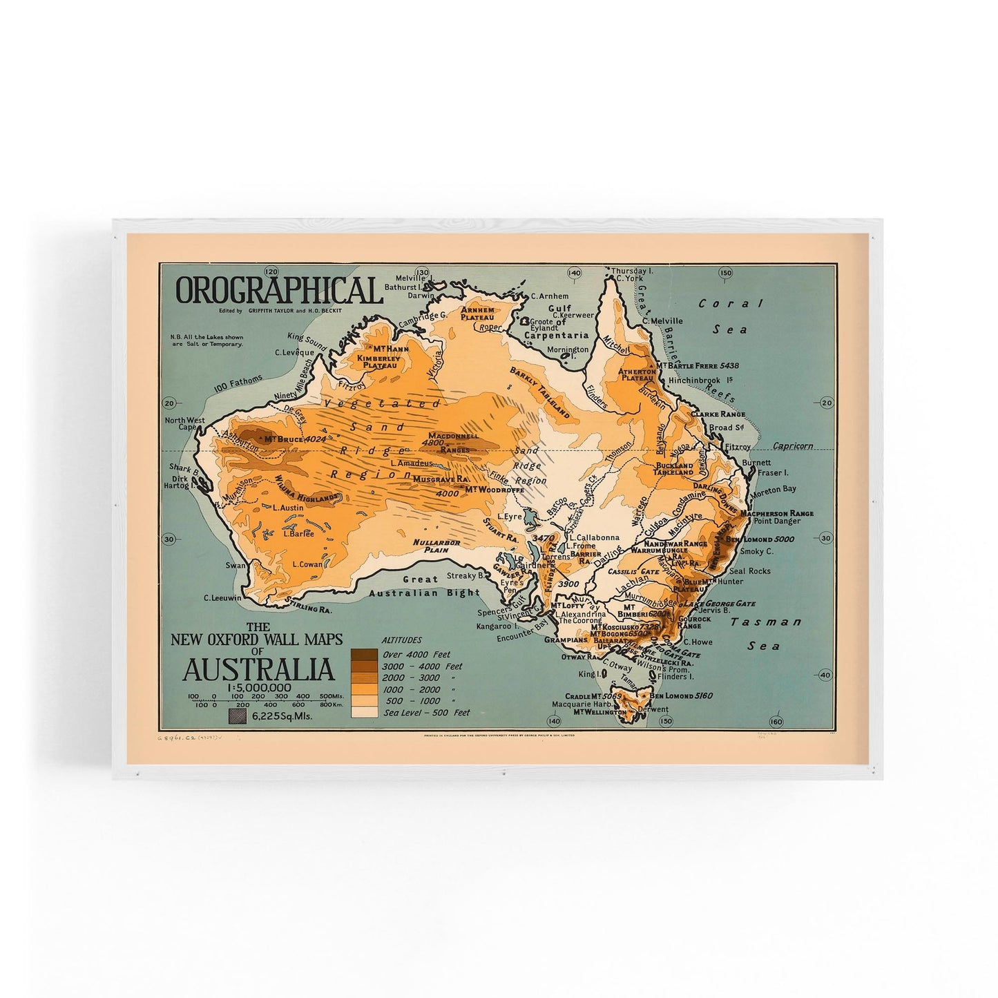 Australian Vintage Map Geographical Wall Art - The Affordable Art Company