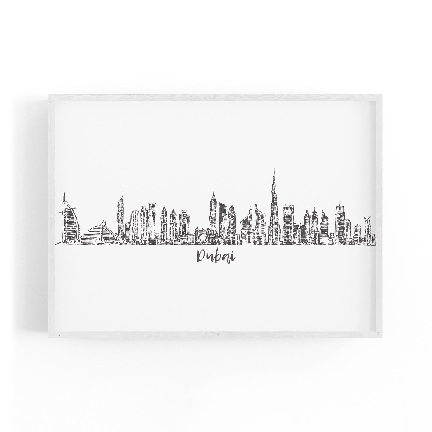 Dubai UAE Cityscape Drawing Minimal Wall Art - The Affordable Art Company