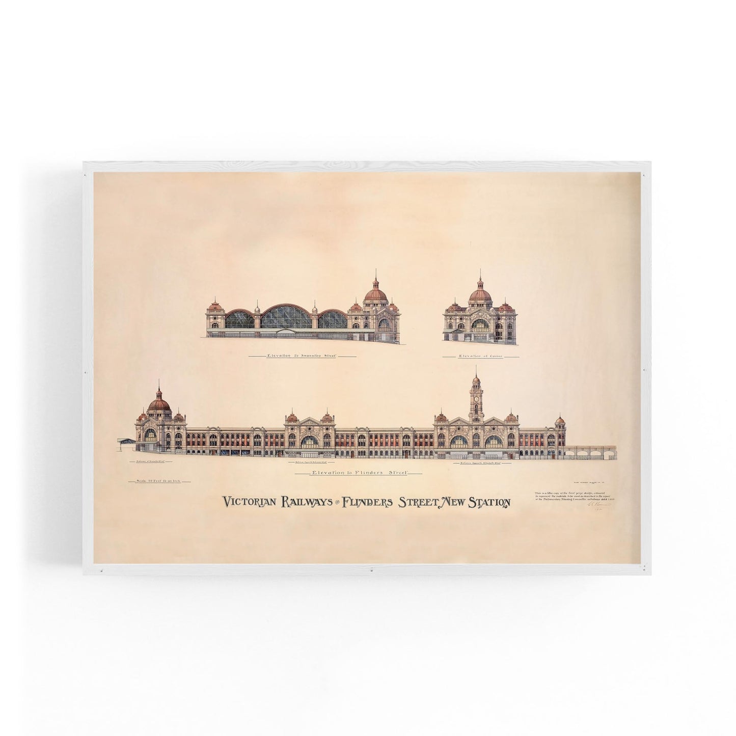 Flinders St Station Melbourne Vintage Drawing Art #1 - The Affordable Art Company