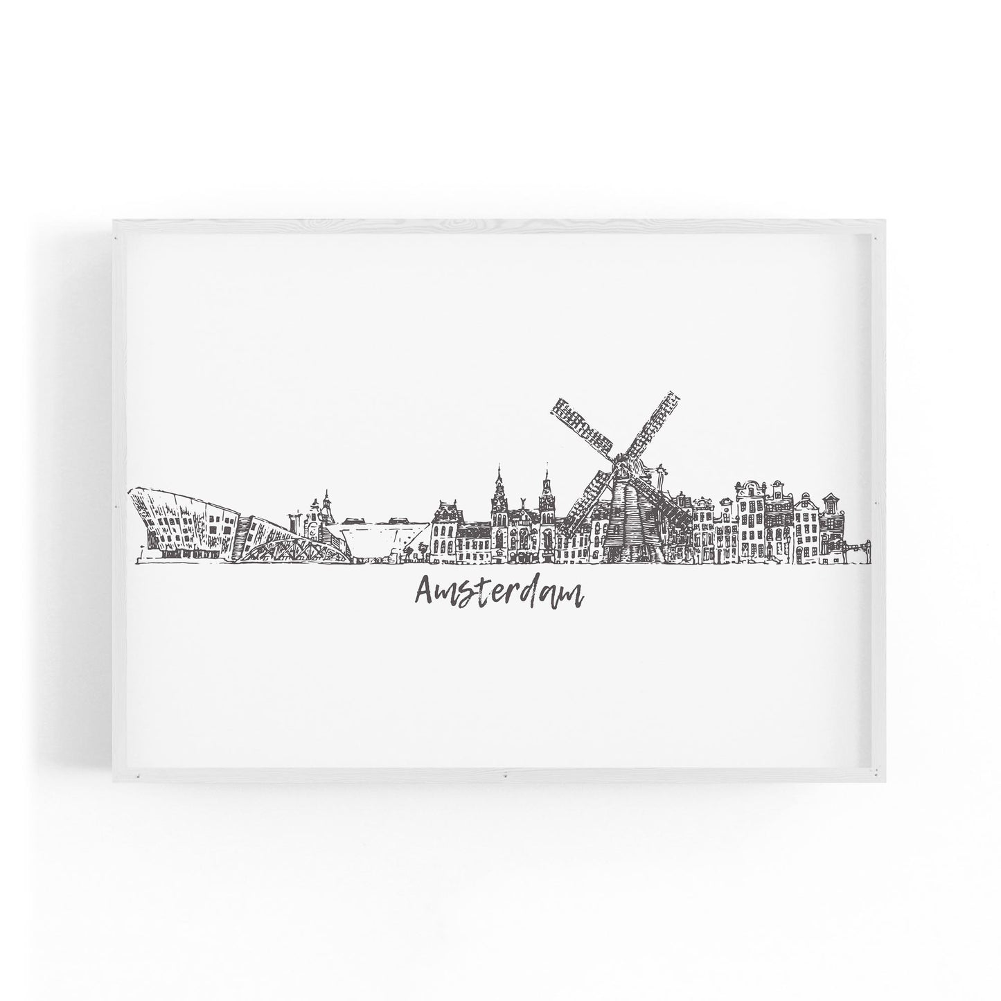 Amsterdam Drawing Travel Minimal Wall Art - The Affordable Art Company