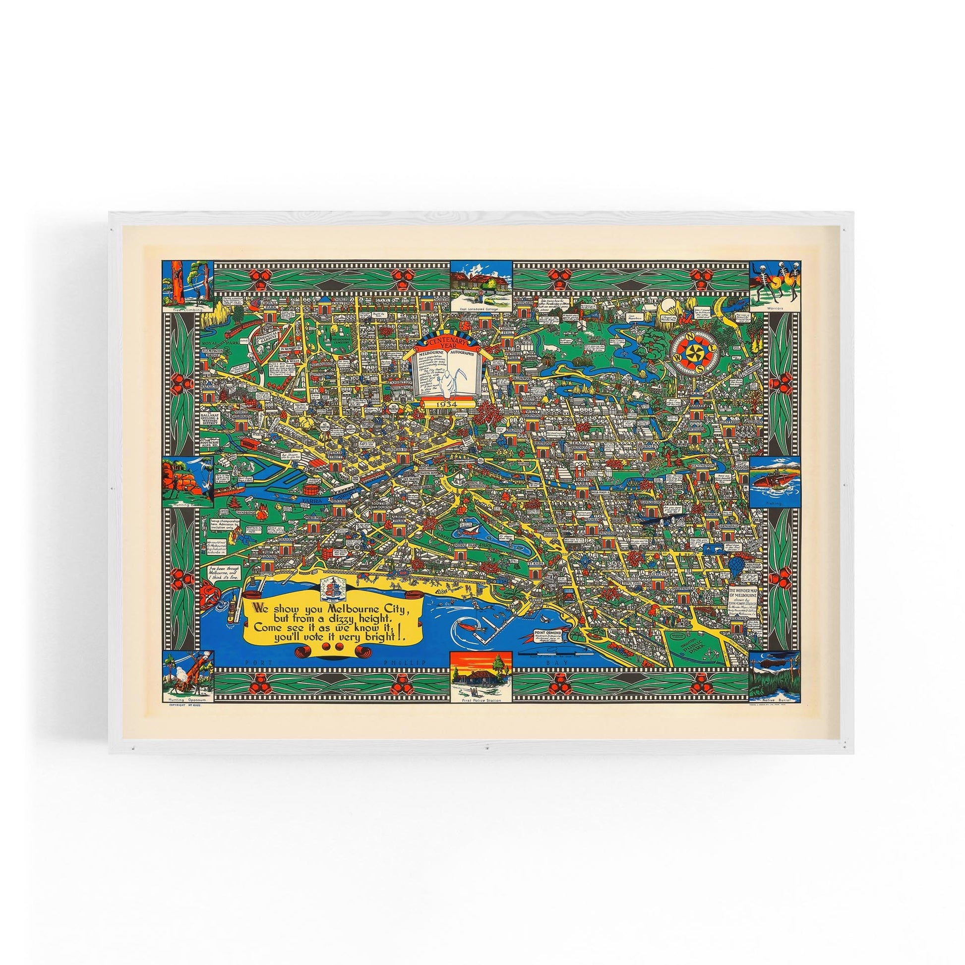 Vintage Melbourne Cartoon Map Wall Art - The Affordable Art Company