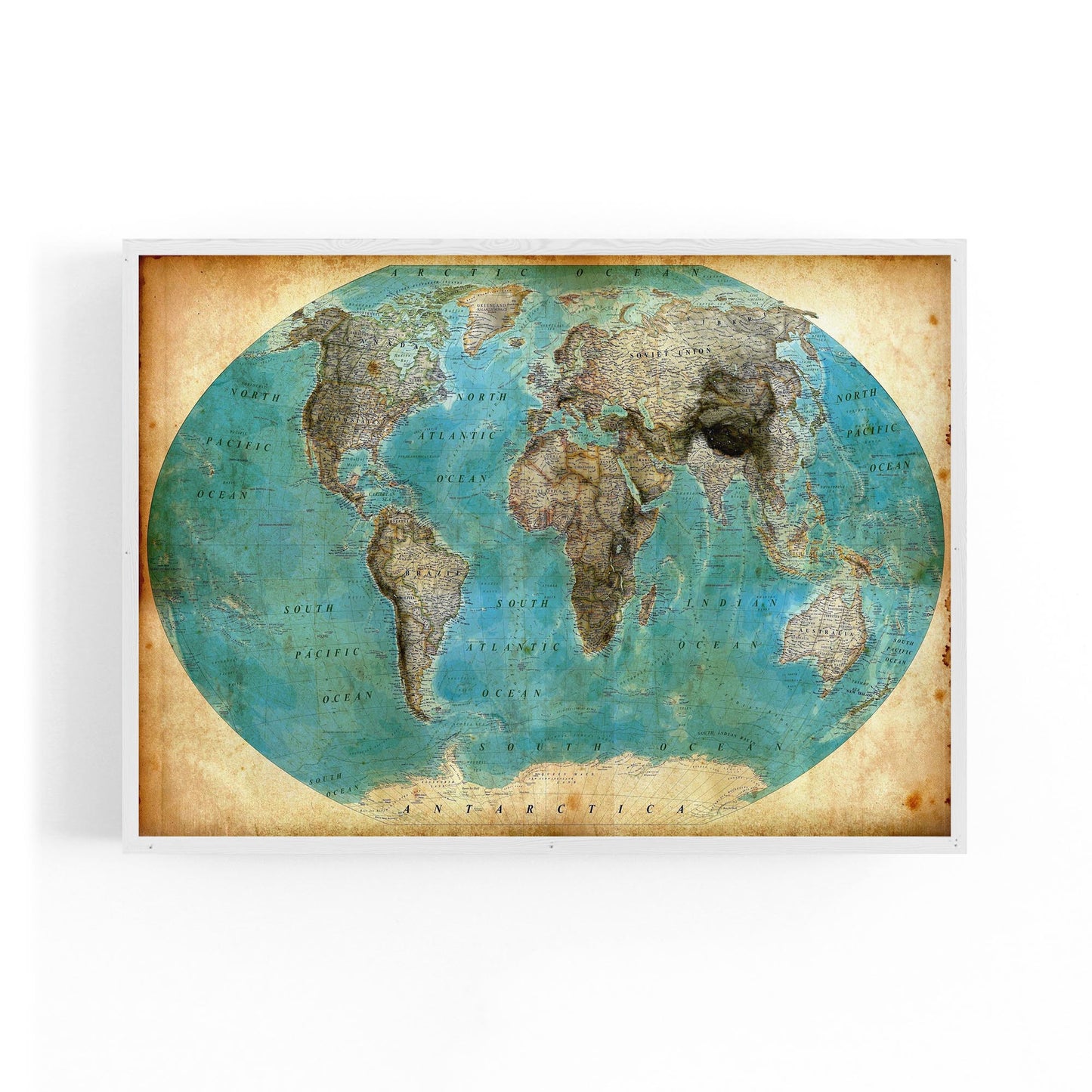 Vintage World Map Old Wall Art #5 - The Affordable Art Company