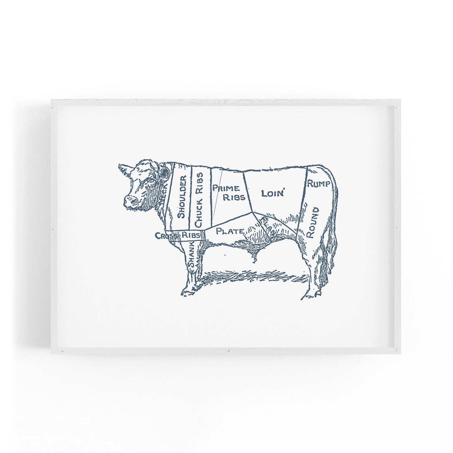 Butcher Shop Cow Drawing Meat Wall Art - The Affordable Art Company