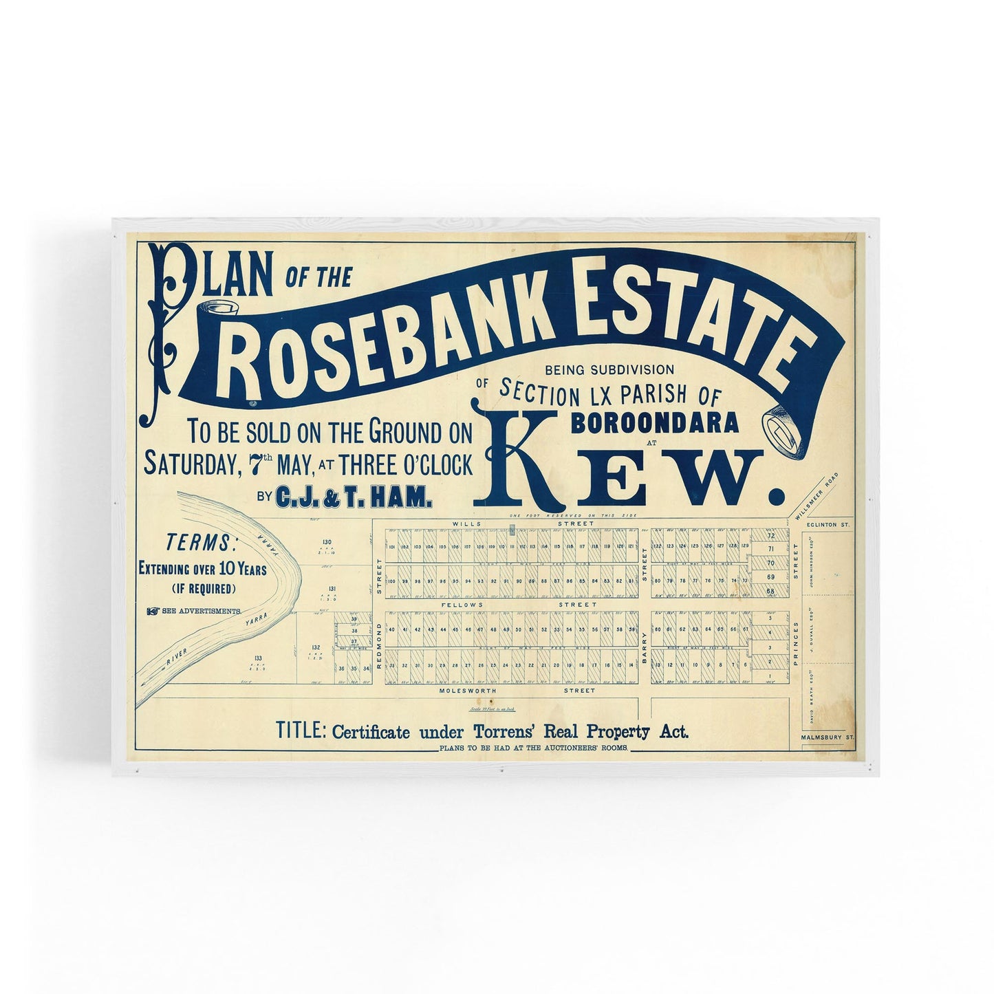 Kew Melbourne Vintage Real Estate Advert Wall Art #1 - The Affordable Art Company