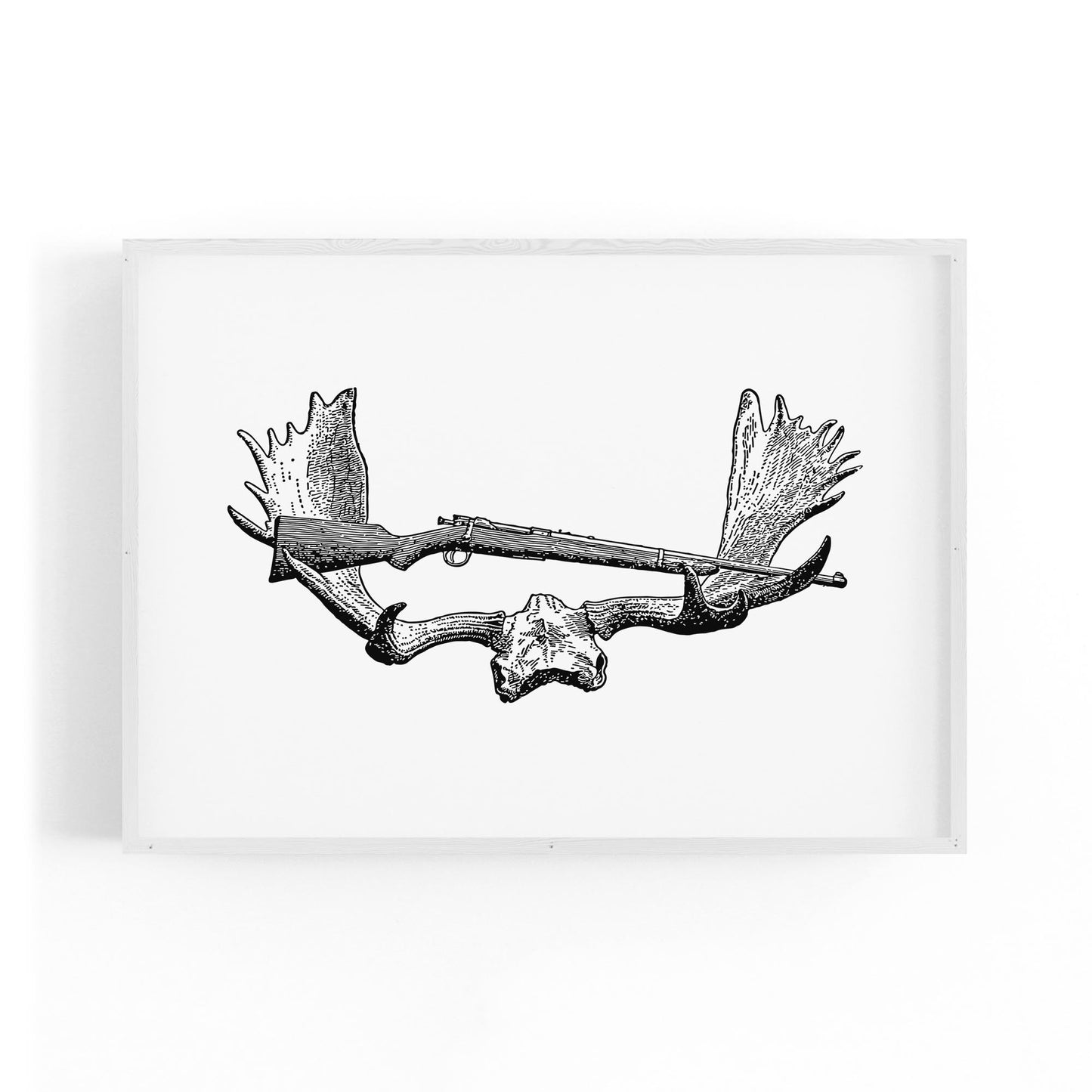 Antlers Hunting Drawing Man Cave Wall Art #2 - The Affordable Art Company