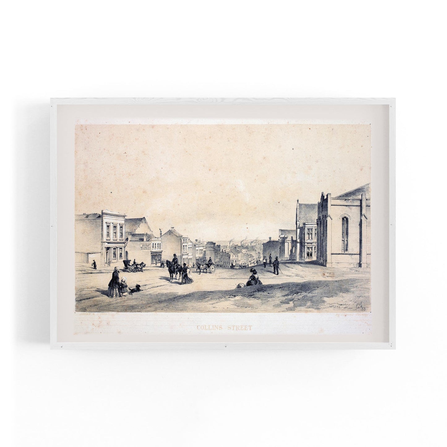 Collins St Melbourne Vintage Drawing Wall Art - The Affordable Art Company