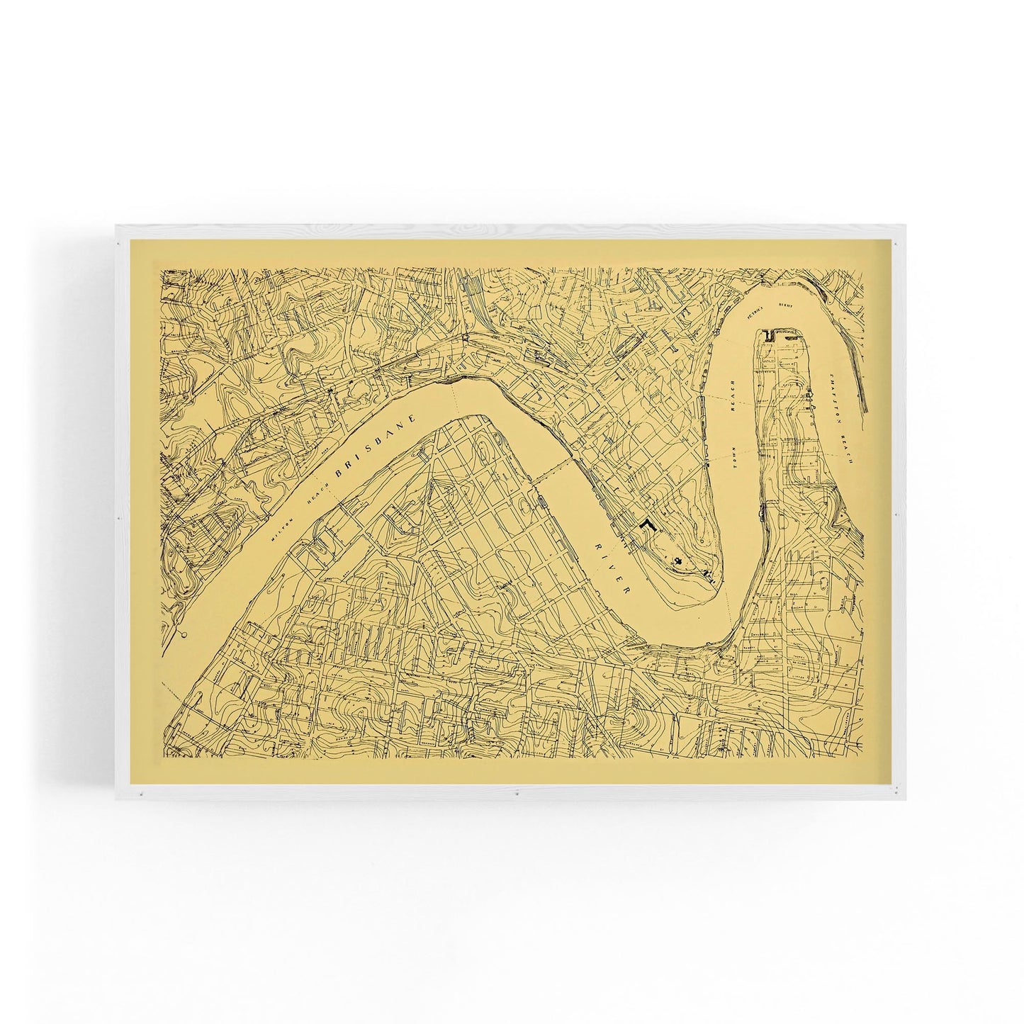 Brisbane Queensland Vintage Map Wall Art - The Affordable Art Company