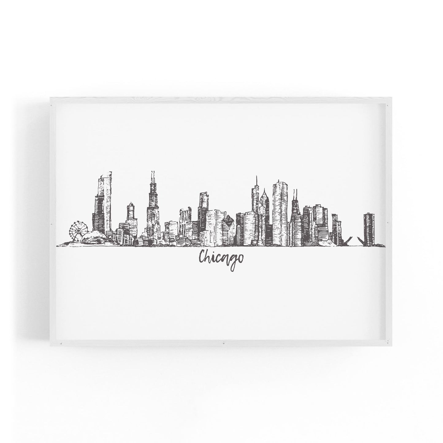 Chicago, USA Minimal Cityscape Drawing Wall Art - The Affordable Art Company