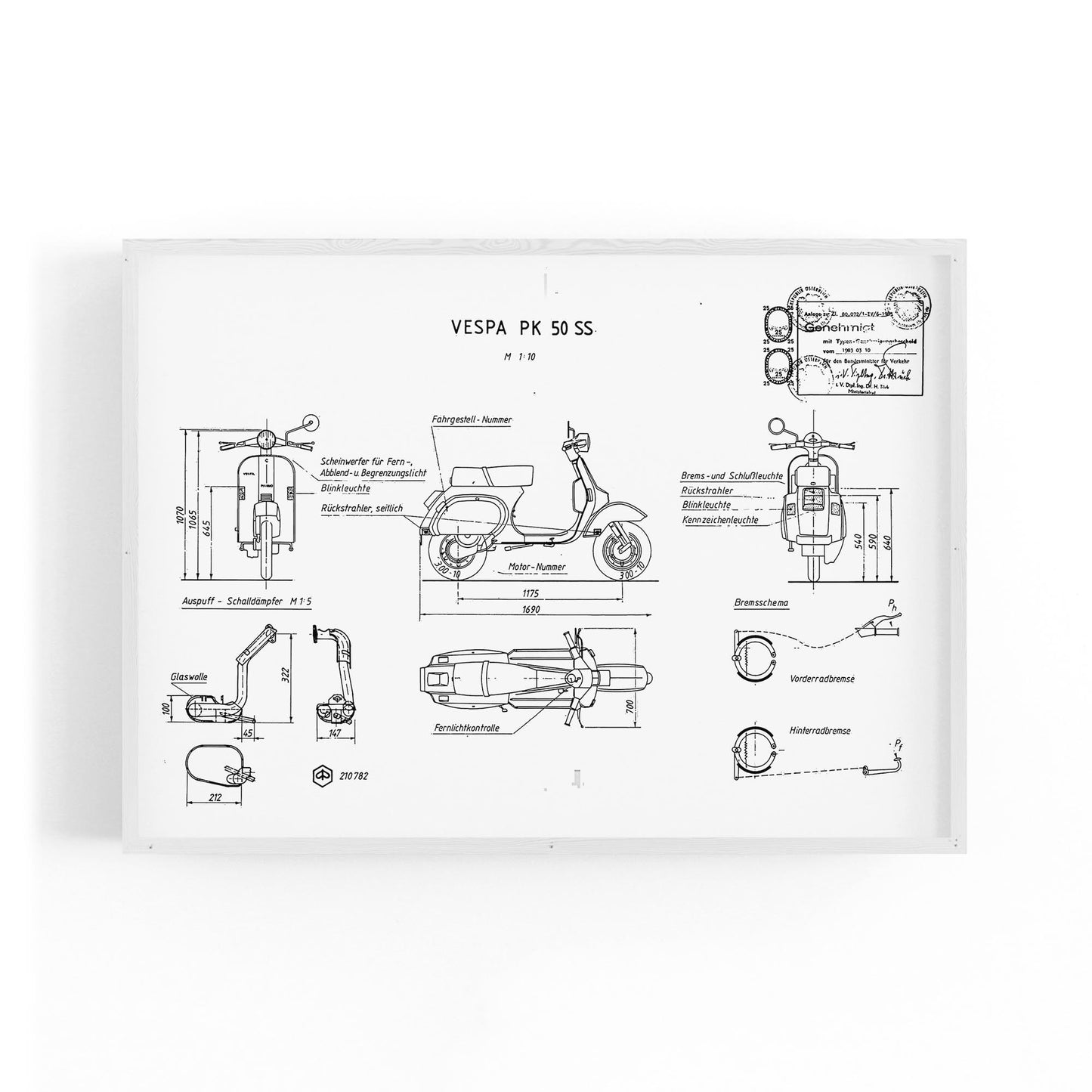 Vintage Vespa Patent White Patent Wall Art #2 - The Affordable Art Company