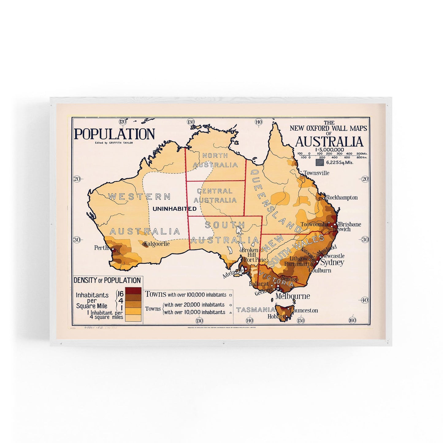 Australian Vintage Map Population Wall Art - The Affordable Art Company