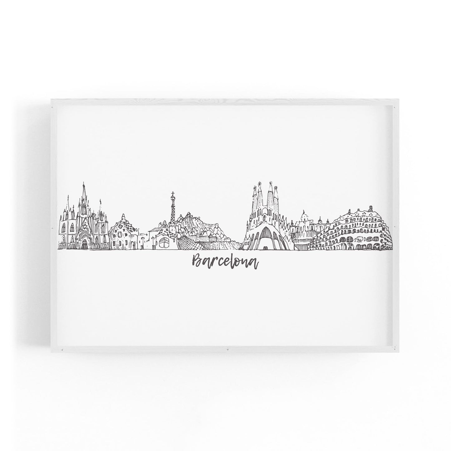 Barcelona Spain Minimal Drawing Cityscape Wall Art - The Affordable Art Company