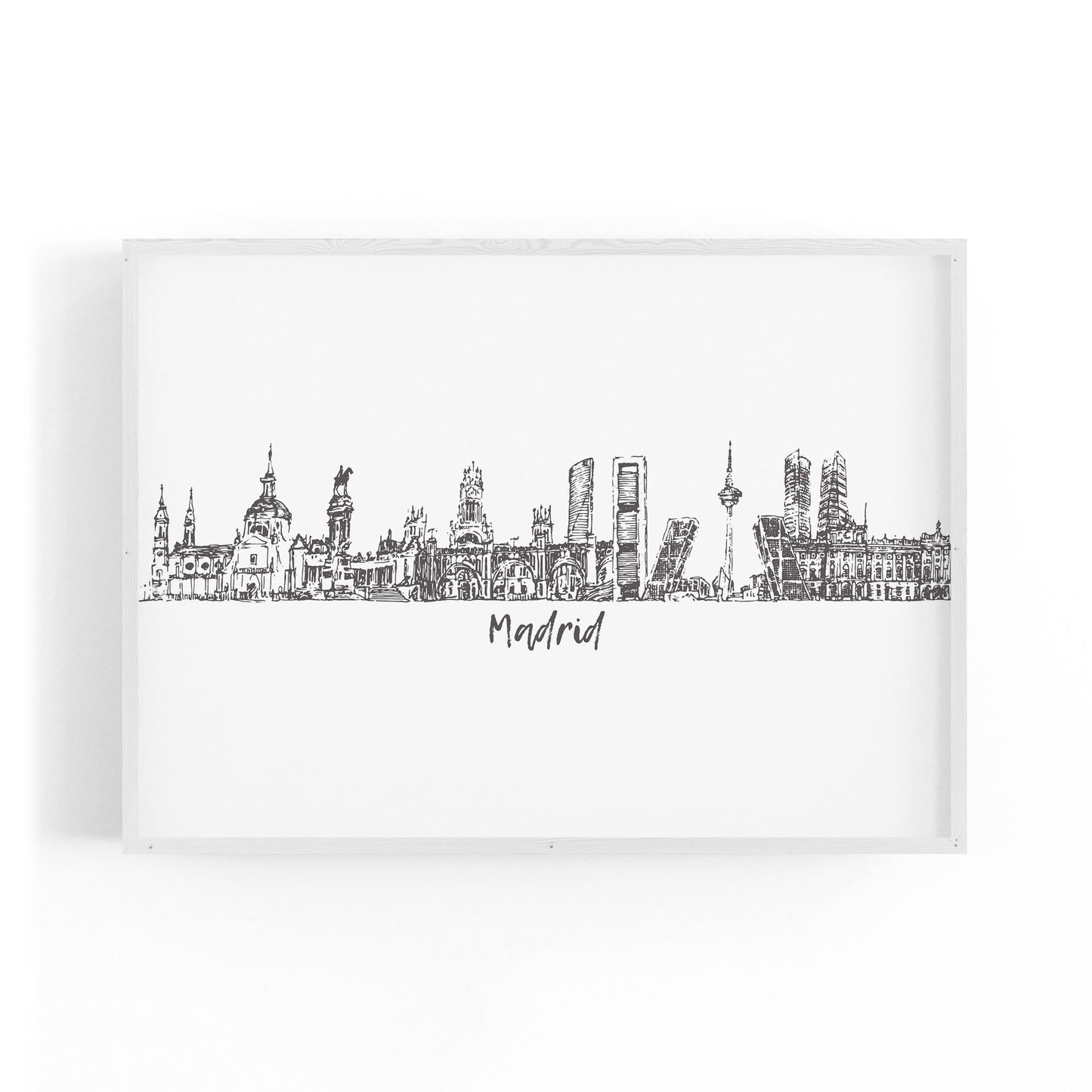 Madrid Spain Cityscape Drawing Travel Wall Art - The Affordable Art Company
