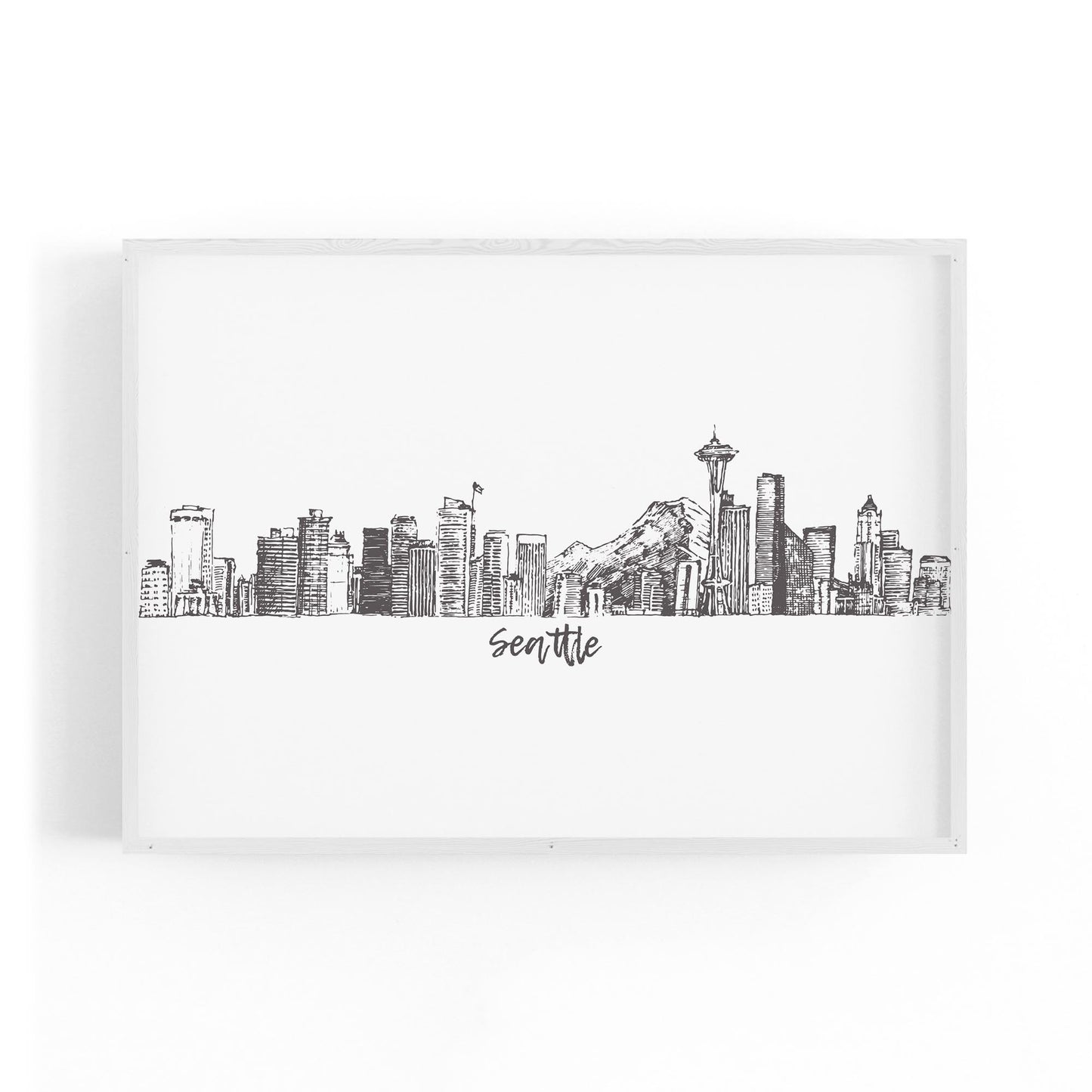 Seattle USA Cityscape Drawing Minimal Wall Art - The Affordable Art Company