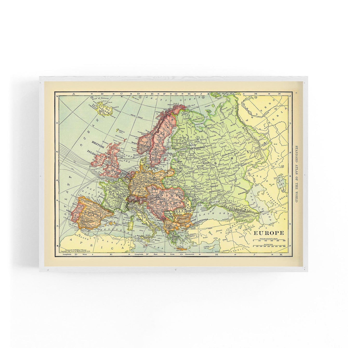 Europe, Vintage Map European Old Map Wall Art - The Affordable Art Company