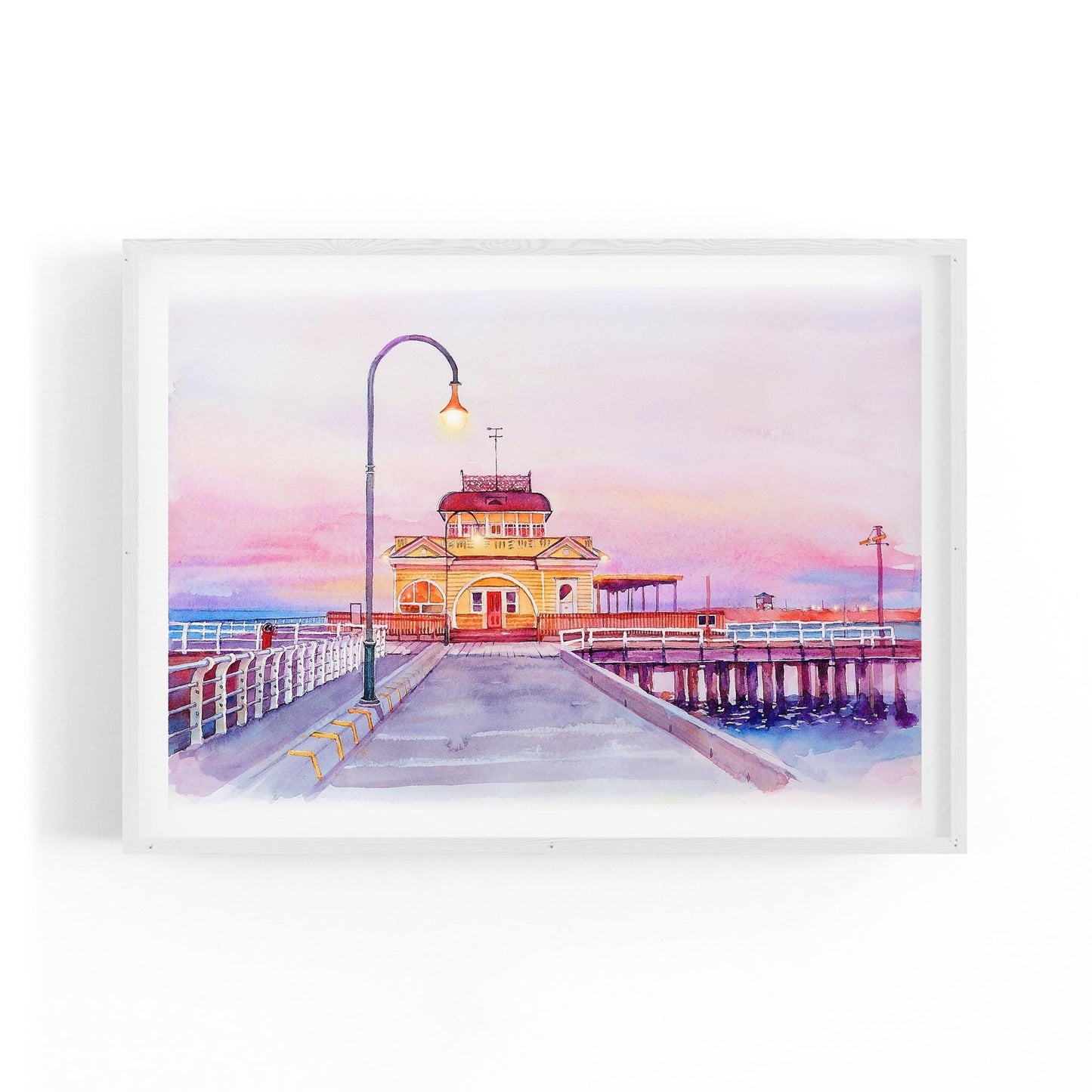 St Kilda Pier Watercolour Painting Melbourne Art - The Affordable Art Company