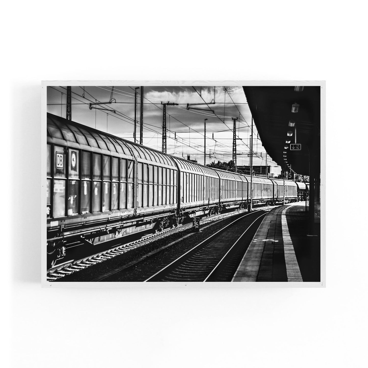Freight Train Black and White Photograph Wall Art - The Affordable Art Company