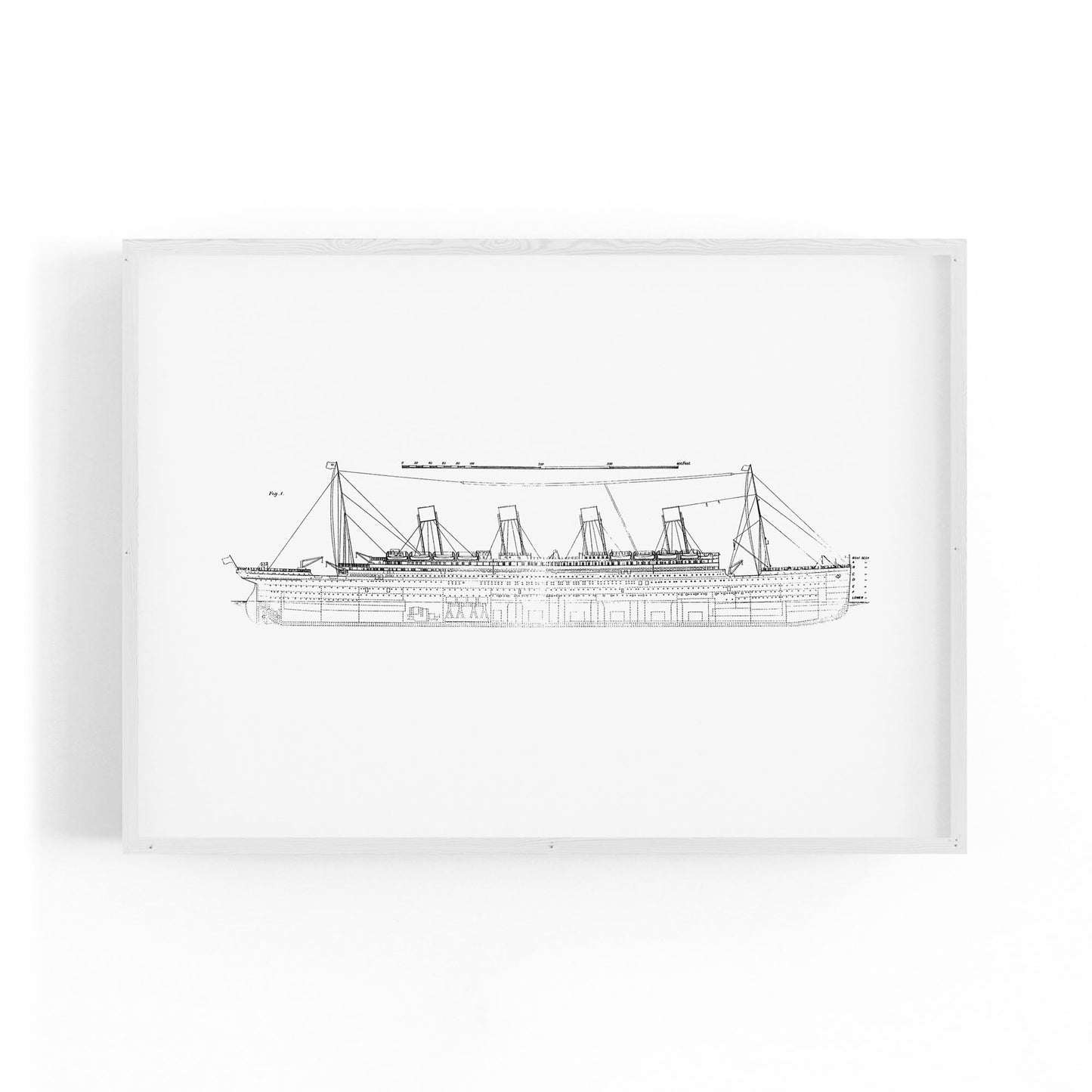 Vintage Titanic Plans Schematic White Wall Art #1 - The Affordable Art Company