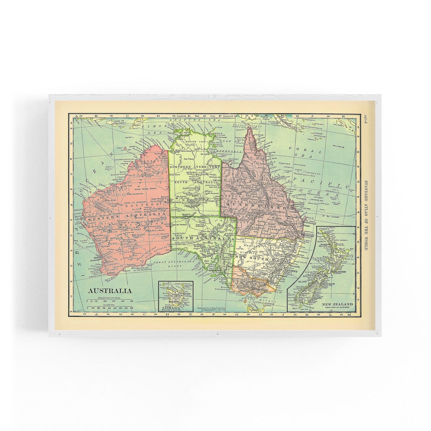 Vintage Australia Old Map Wall Art - The Affordable Art Company