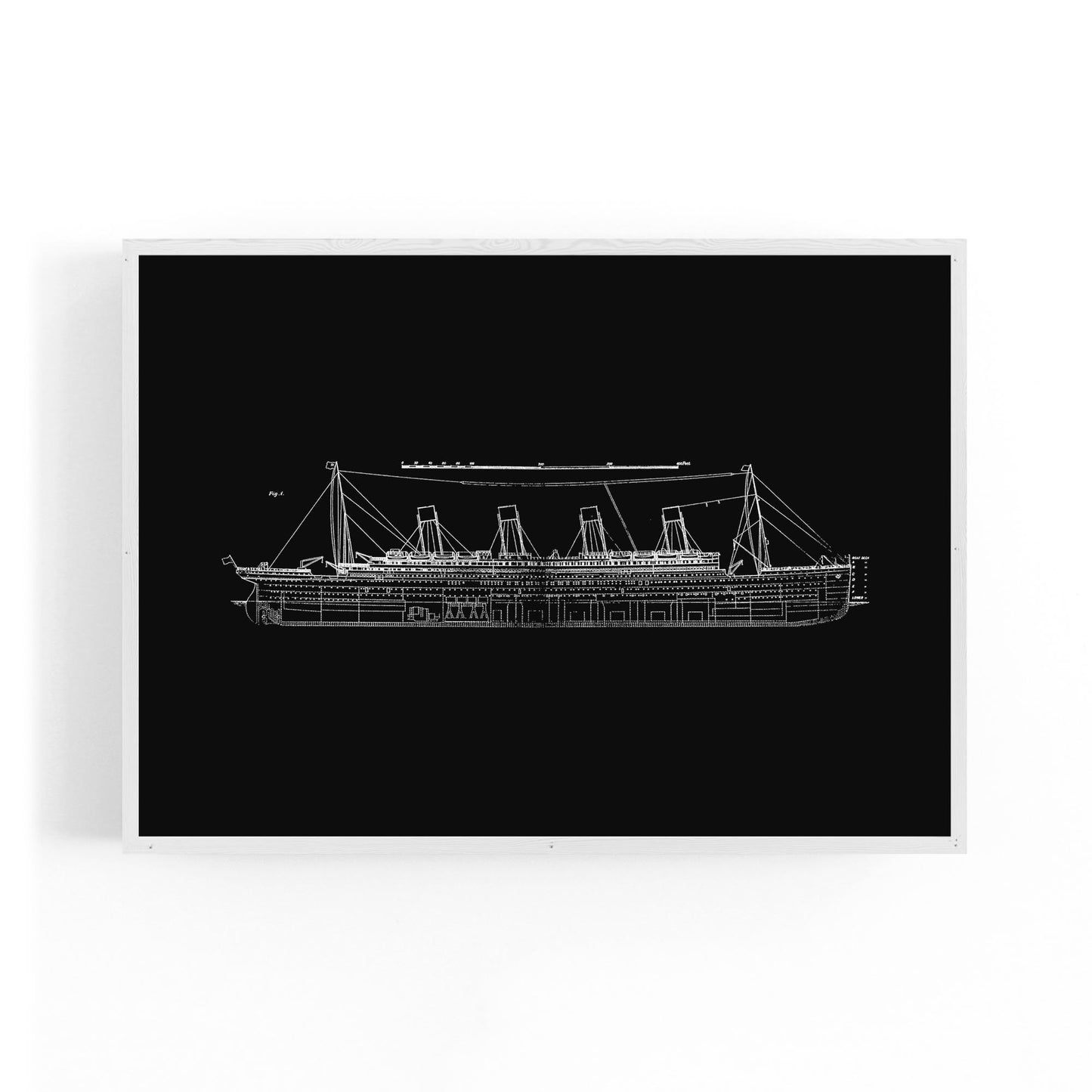 Vintage Titanic Plans Schematic White Wall Art #2 - The Affordable Art Company