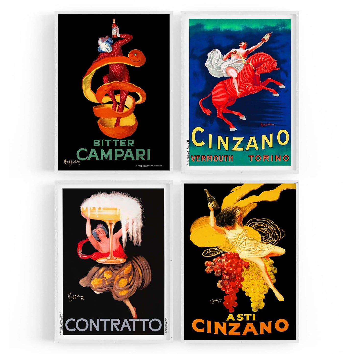 Set of 4 Vintage Italian Wine Restaurant Advertisements Wall Art - The Affordable Art Company