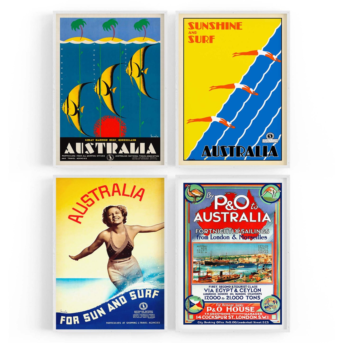 Set of 4 Australian Vintage Advertisements Wall Art - The Affordable Art Company