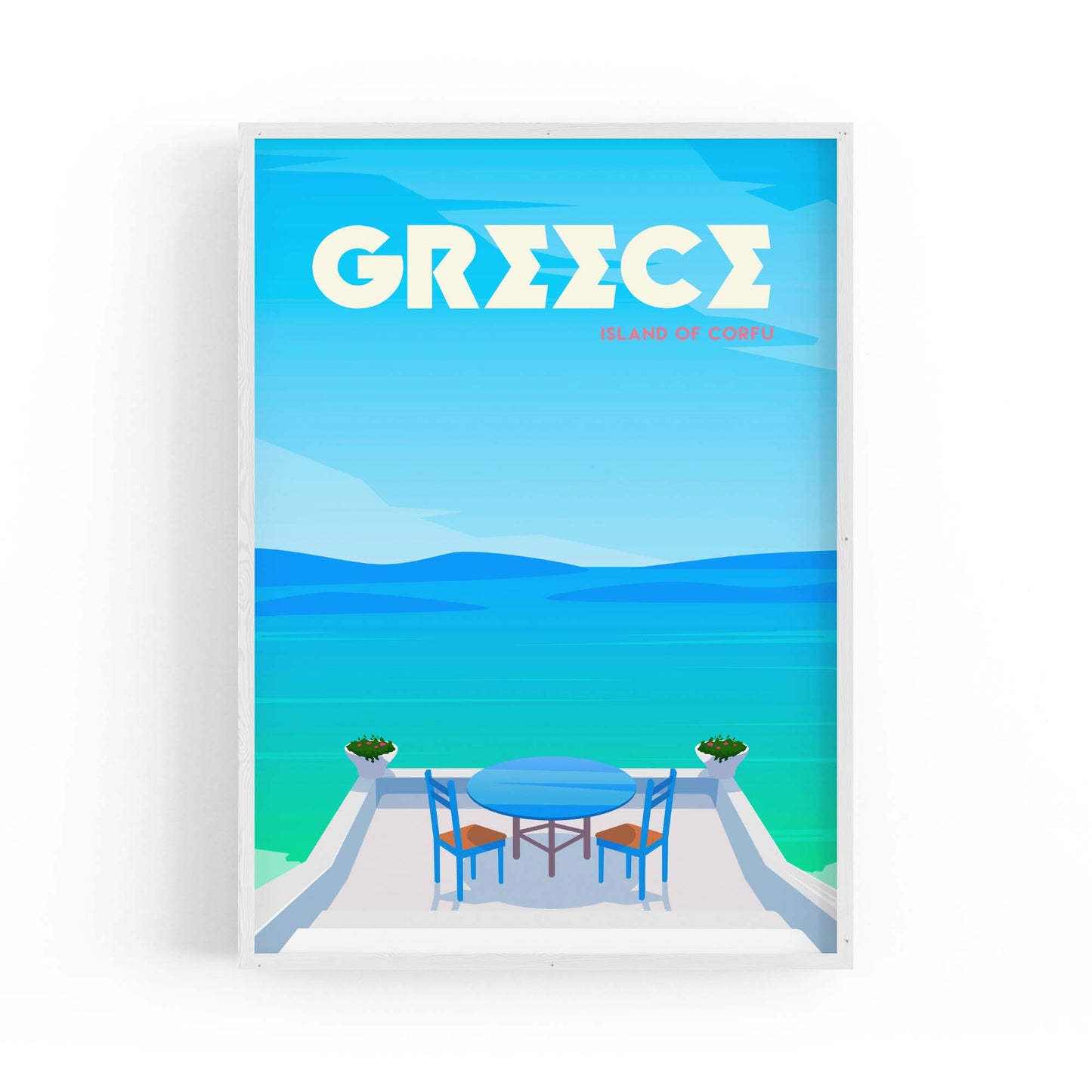 Retro Corfu Greece Travel Vintage Wall Art - The Affordable Art Company