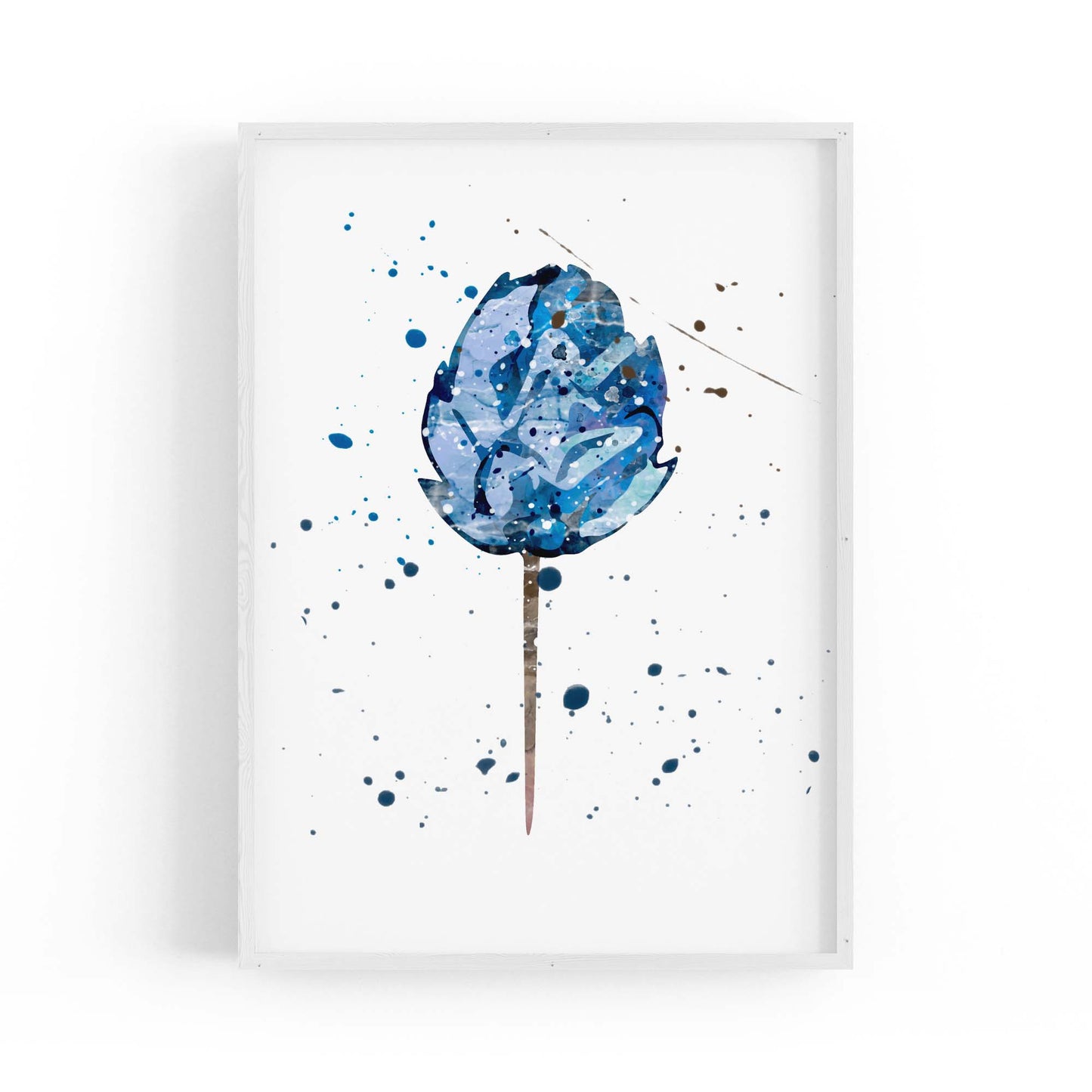 Scandi Blue Flower Design Minimal Kitchen Wall Art #2 - The Affordable Art Company