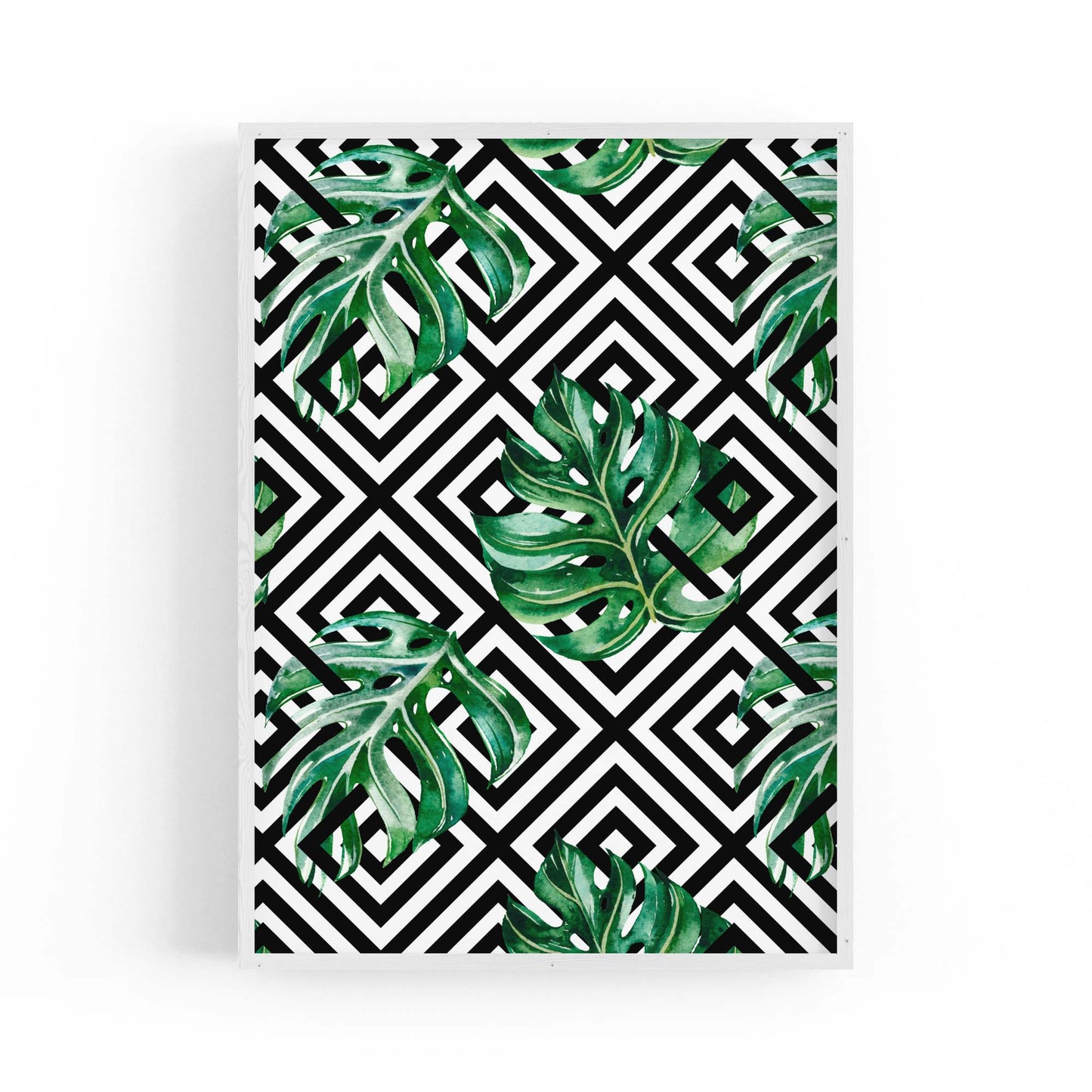 Green Leaves Geometric Nature Wall Art #4 - The Affordable Art Company