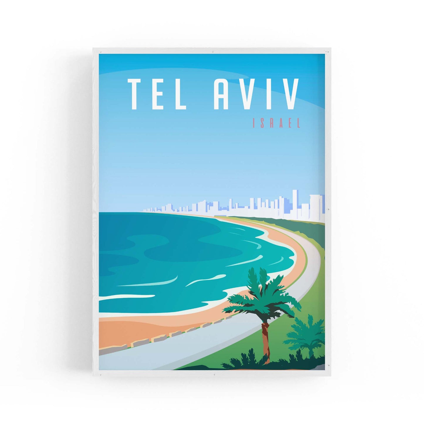 Retro Tel Aviv Israel Vintage Travel Wall Art - The Affordable Art Company