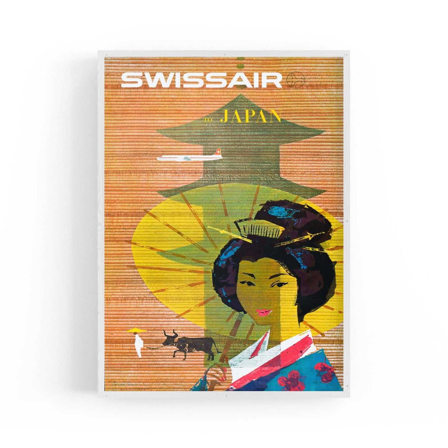 Swissair to Japan Vintage Travel Advert Wall Art - The Affordable Art Company