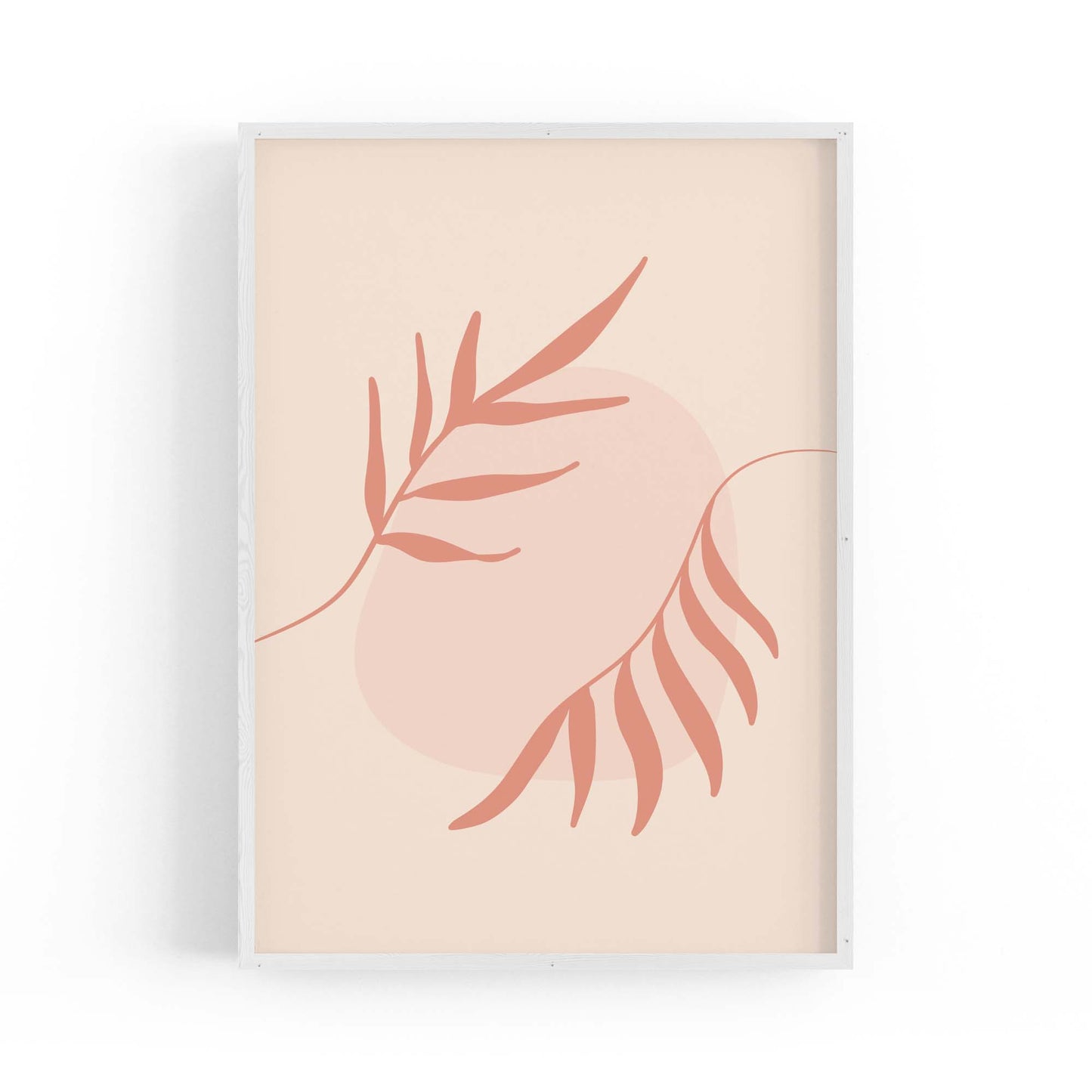 Minimal Leaf Pink & Pastel Retro Abstract Wall Art #2 - The Affordable Art Company