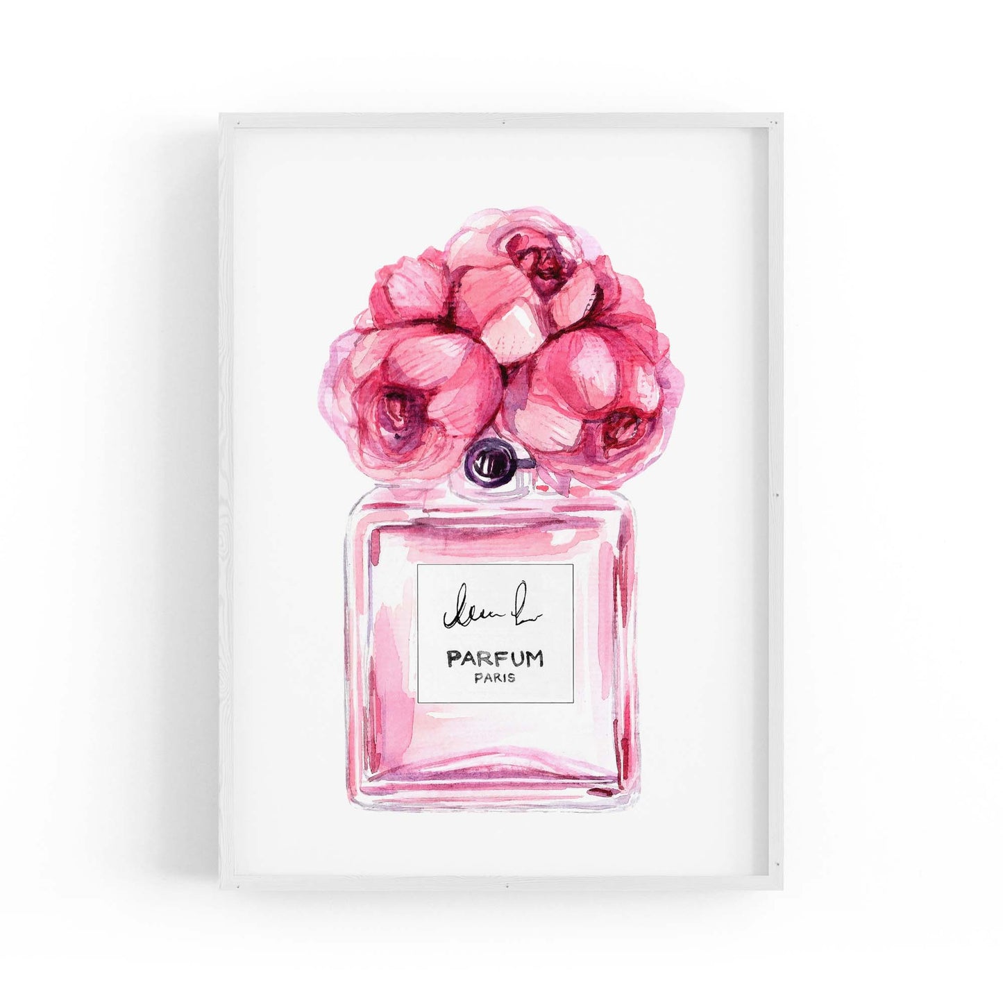Pink Floral Perfume Bottle Fashion Flowers Wall Art #7 - The Affordable Art Company
