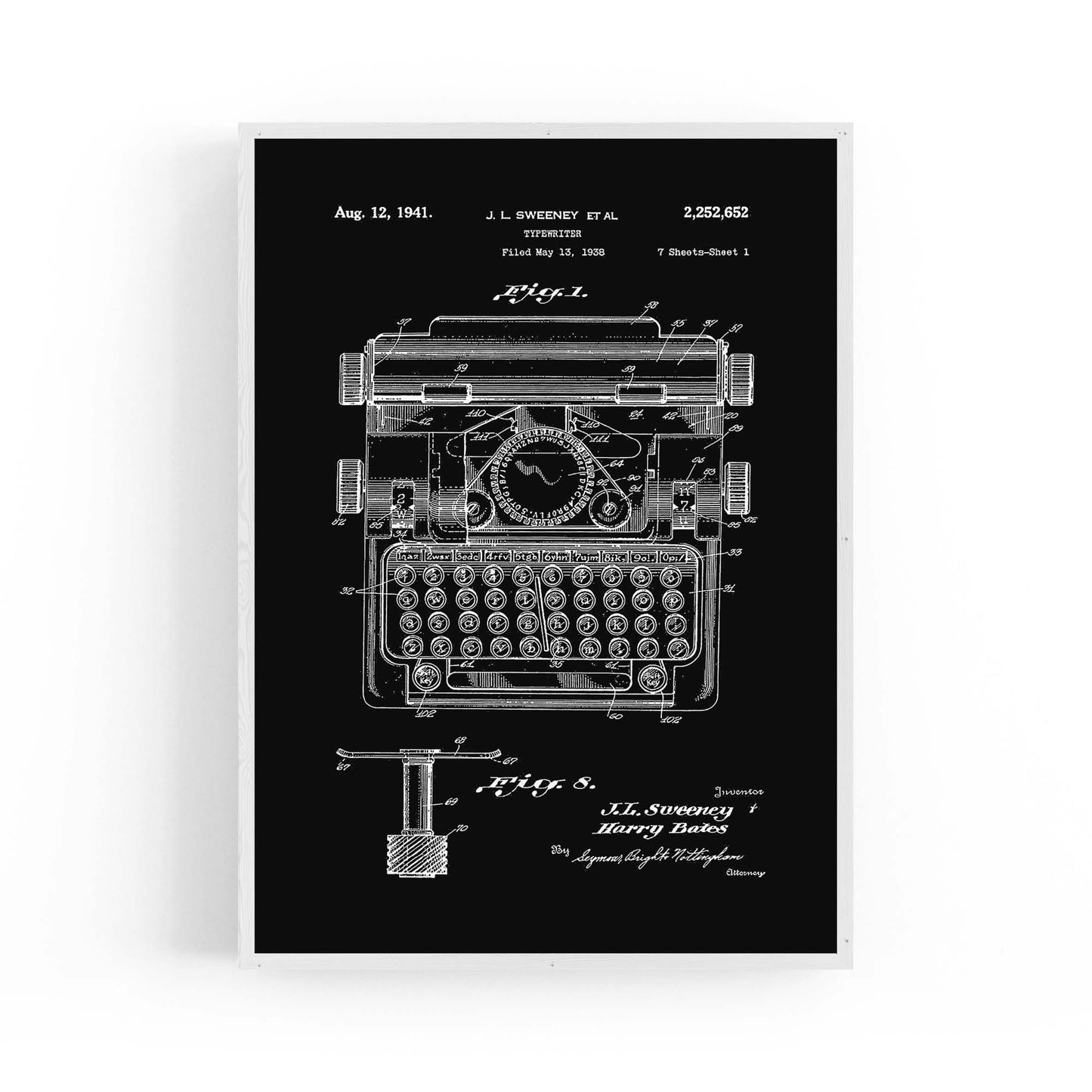 Vintage Typewriter Black Patent Wall Art #3 - The Affordable Art Company