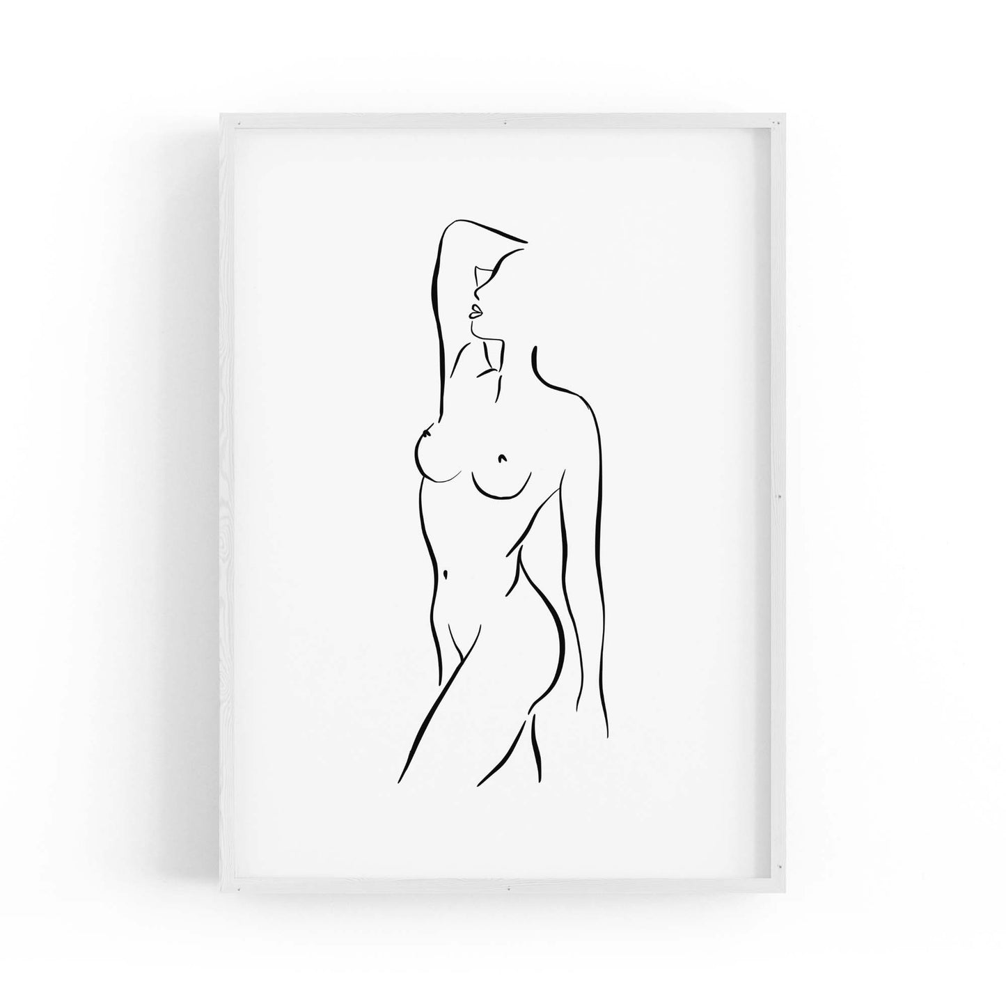 Posed Nude Female Body Minimal Drawing Wall Art #2 - The Affordable Art Company