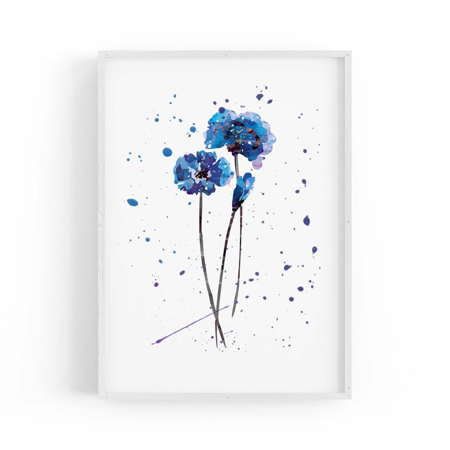 Scandi Blue Flower Design Minimal Kitchen Wall Art #1 - The Affordable Art Company