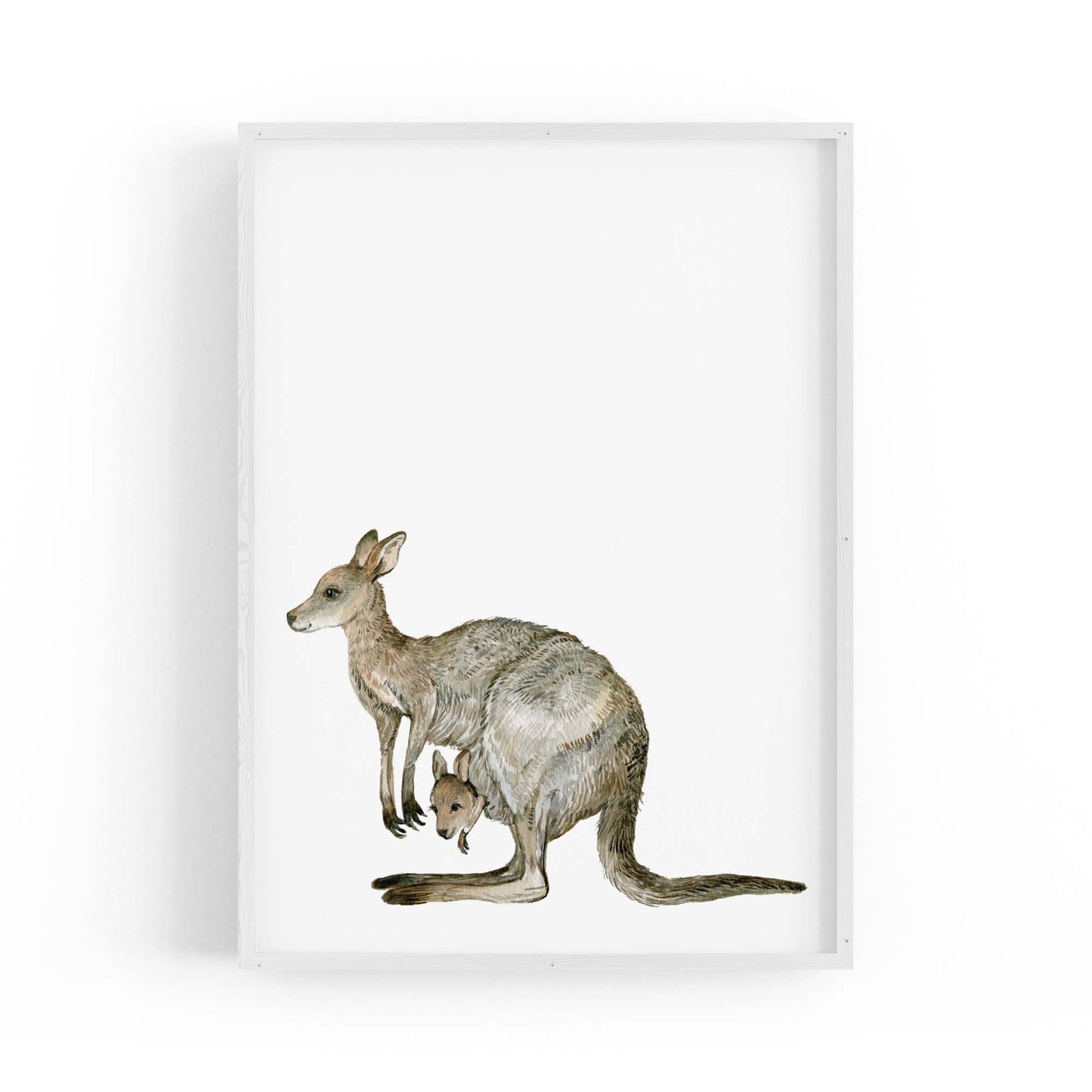 Australian Grey Kangaroo Painting Animal Nursery Art - The Affordable Art Company