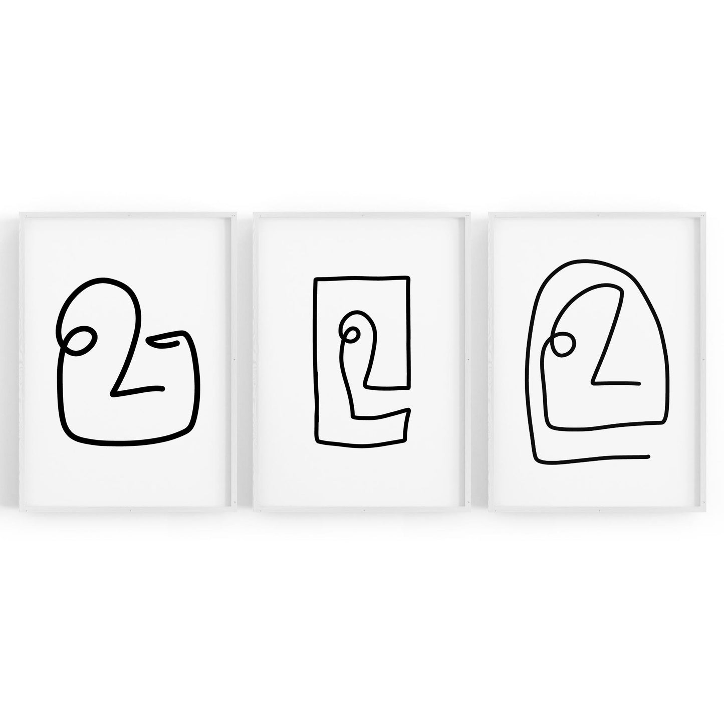 Set of Face Line Drawings Abstract Style Wall Art #1 - The Affordable Art Company