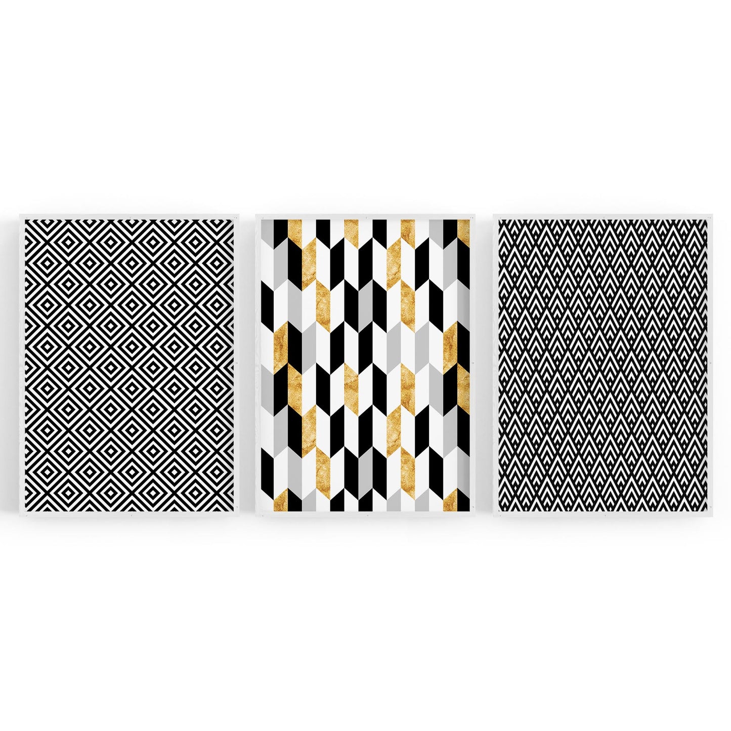 Set of Minimal Black & White Pattern Wall Art - The Affordable Art Company