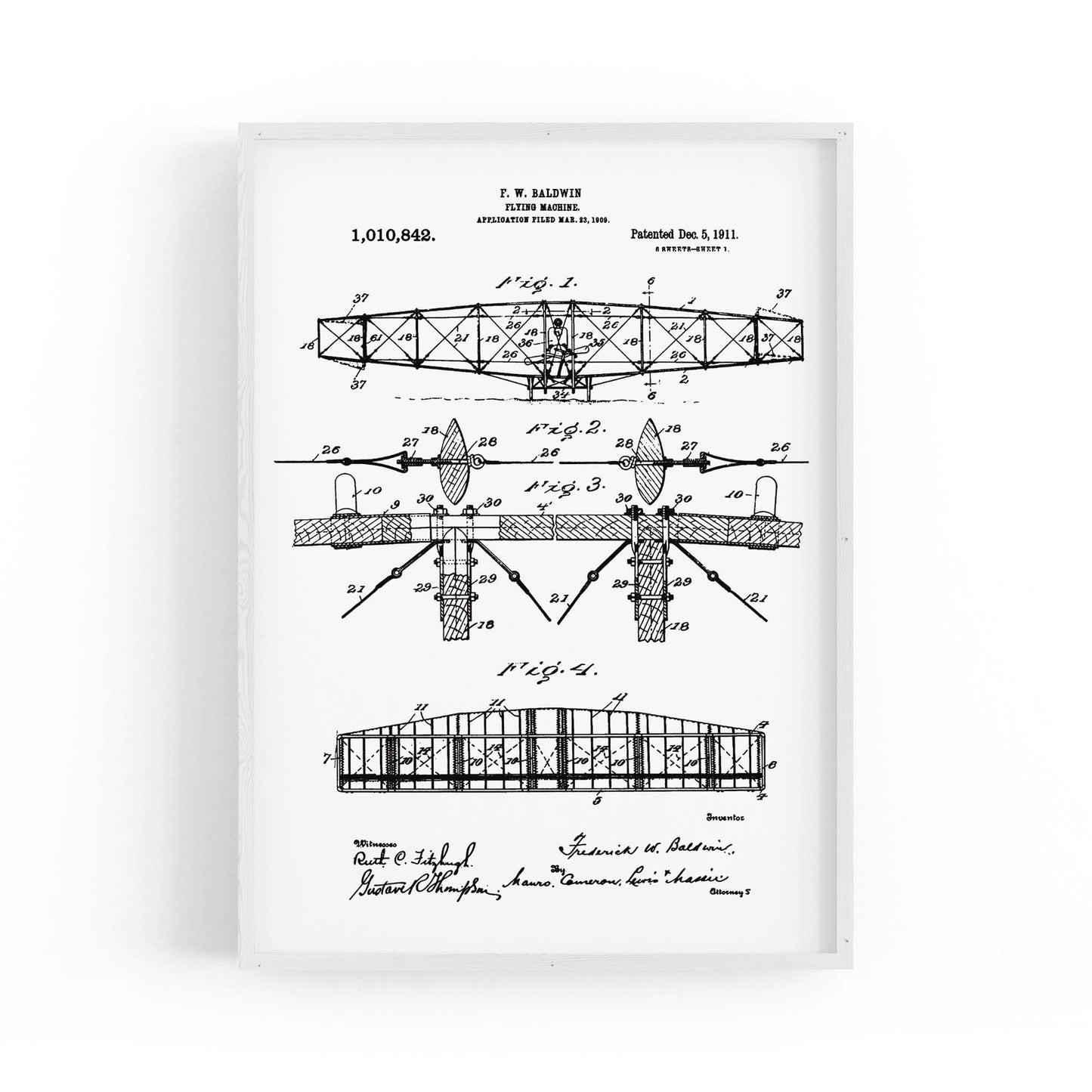 Airplane Patent Vintage Minimal Man Cave Wall Art #3 - The Affordable Art Company