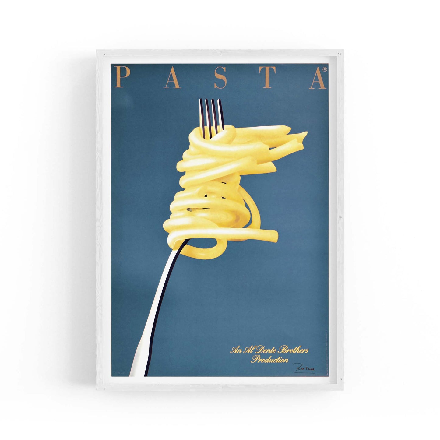 Blue Italian Pasta Vintage Advert Restaurant Wall Art - The Affordable Art Company