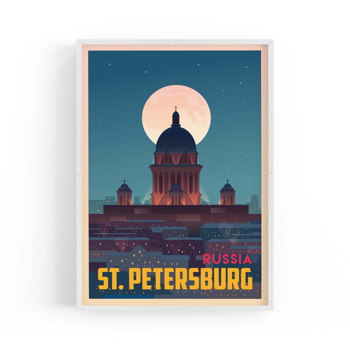 Retro St Petersburg Russia Vintage Travel Wall Art - The Affordable Art Company