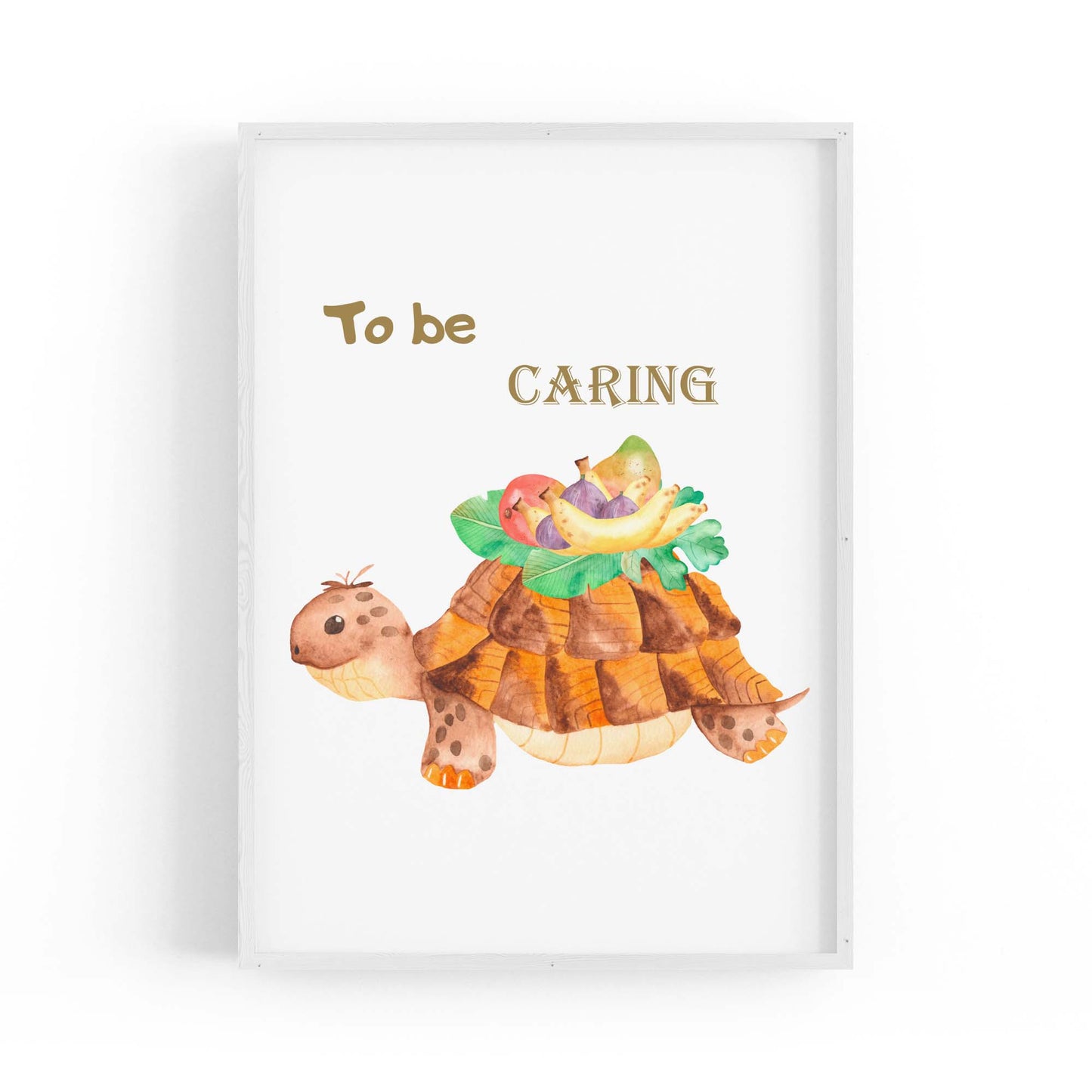 Tortoise "To Be Caring" Quote Nursery Wall Art - The Affordable Art Company