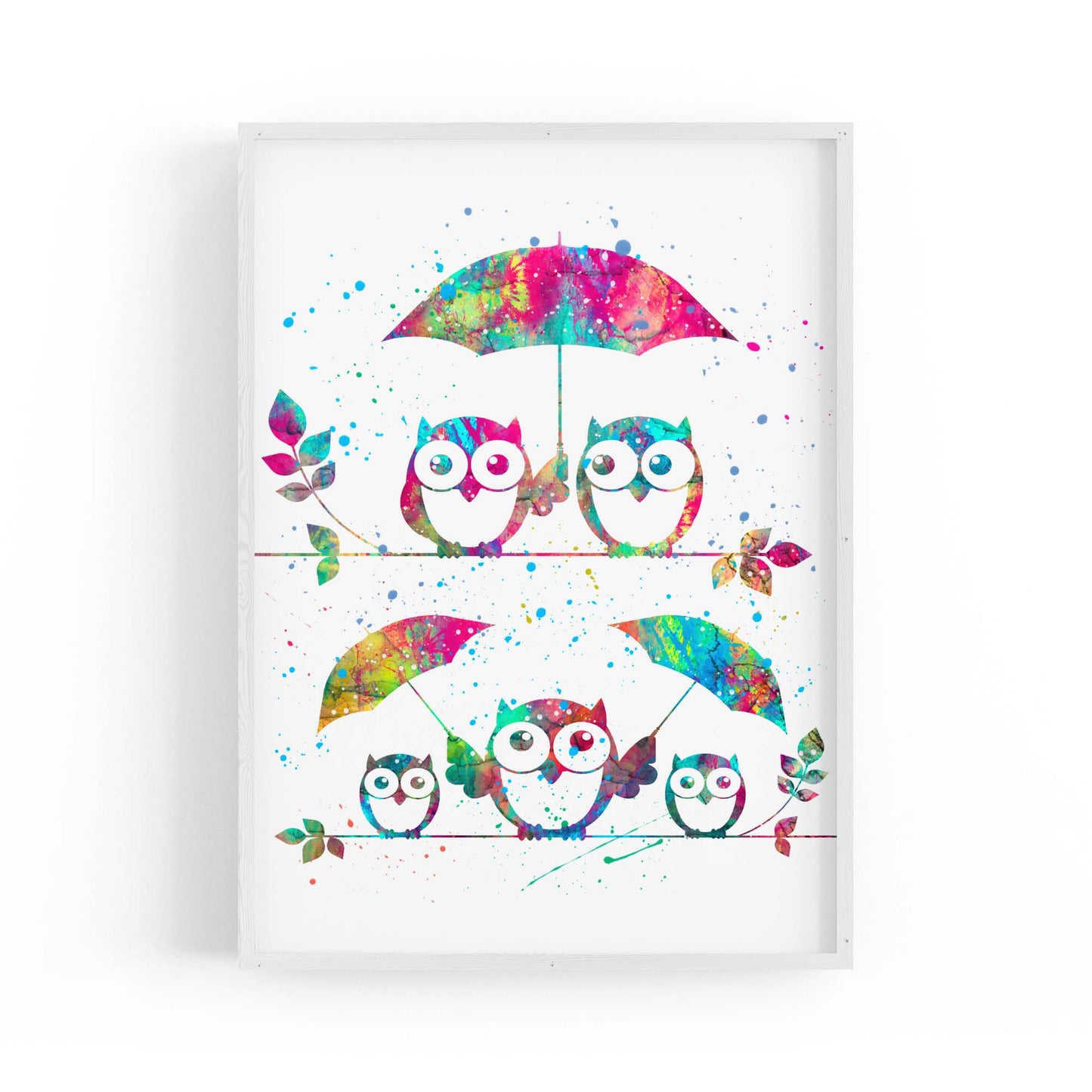 Owl Painting Portrait Minimal Black Wall Art #2 - The Affordable Art Company