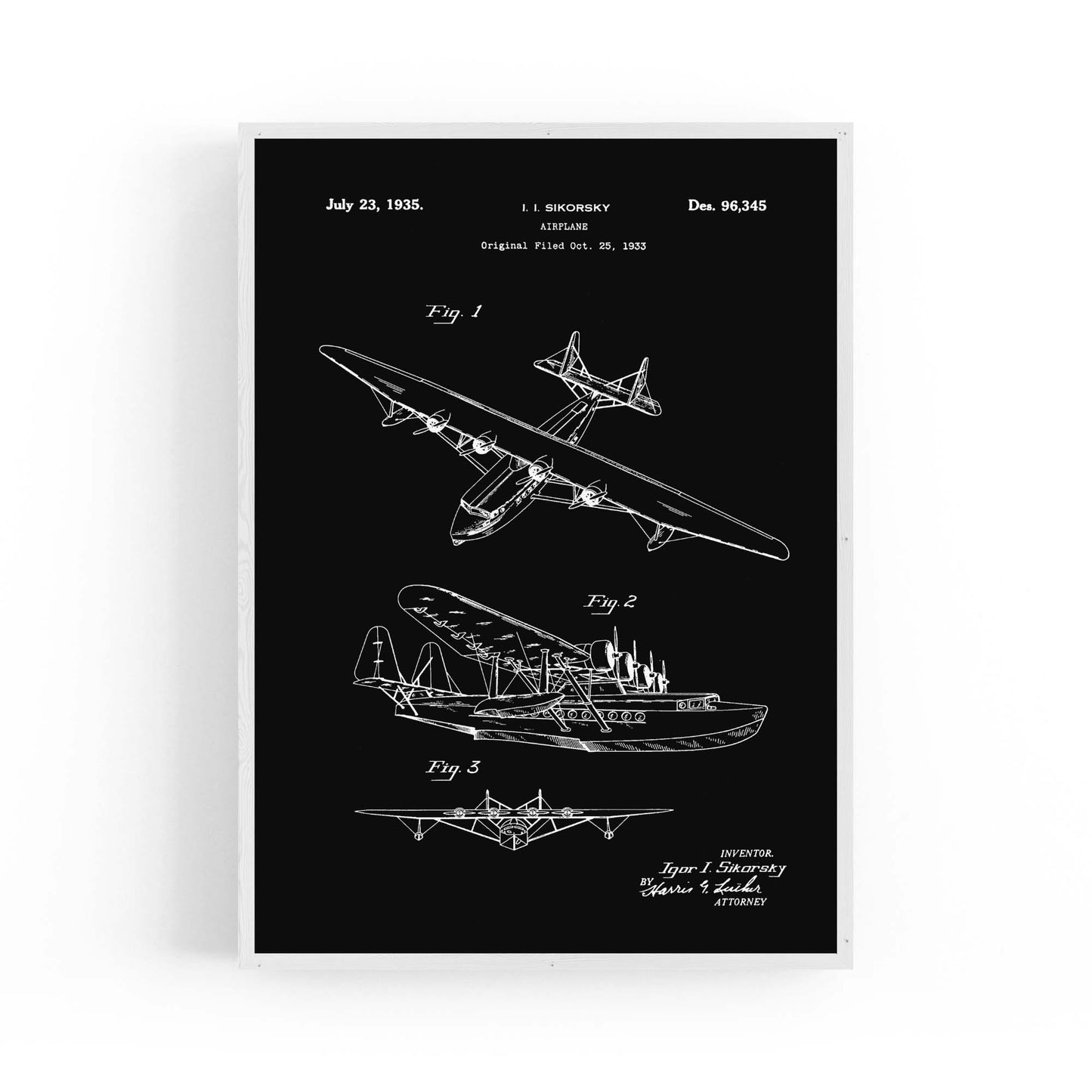 Airplane Patent Vintage Minimal Man Cave Wall Art #10 - The Affordable Art Company