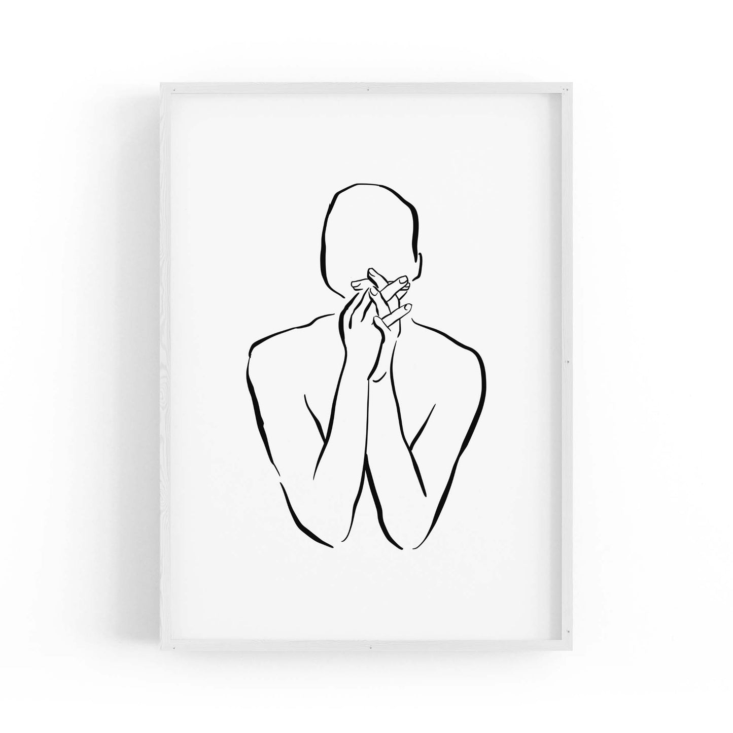 Thinking Nude Female Minimal Line Body Wall Art - The Affordable Art Company