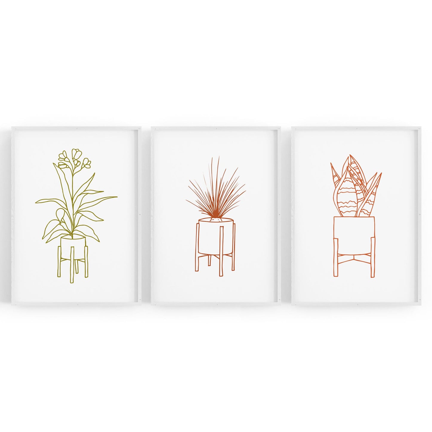 Set of Minimal House Plant Drawing Wall Art #1 - The Affordable Art Company